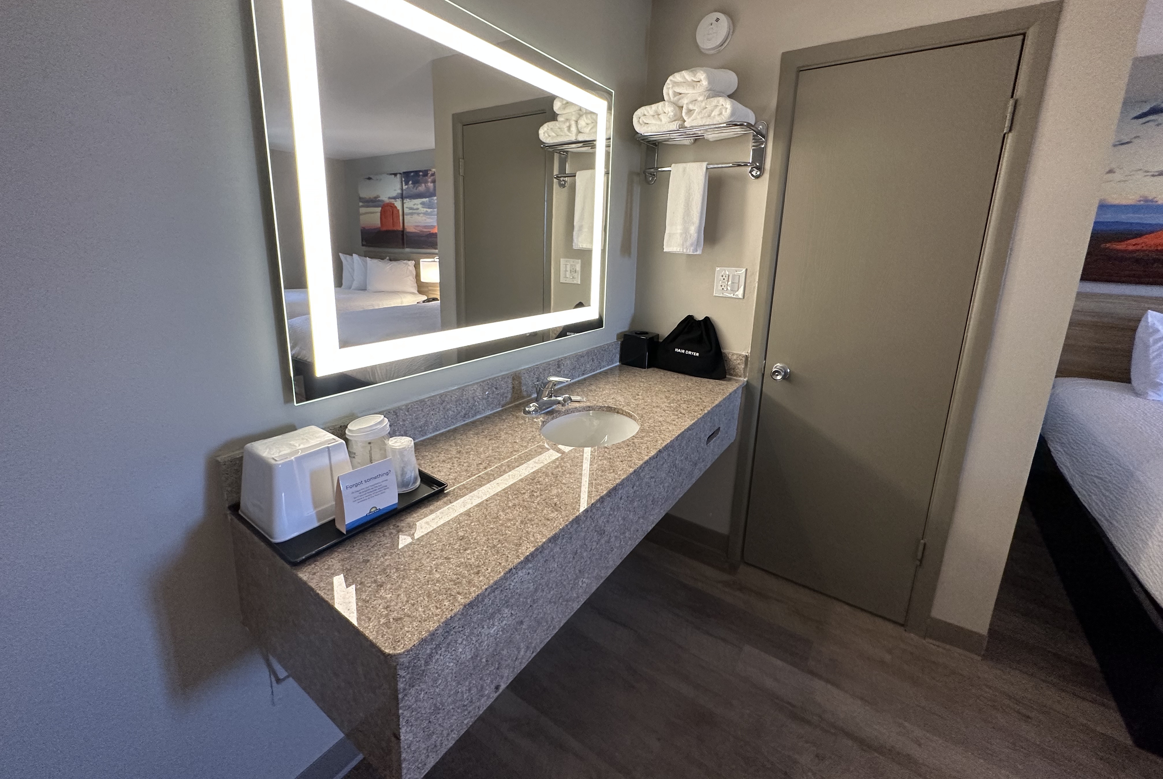 Guest room bath at the Days Inn by Wyndham Farmington NM in Farmington, New Mexico