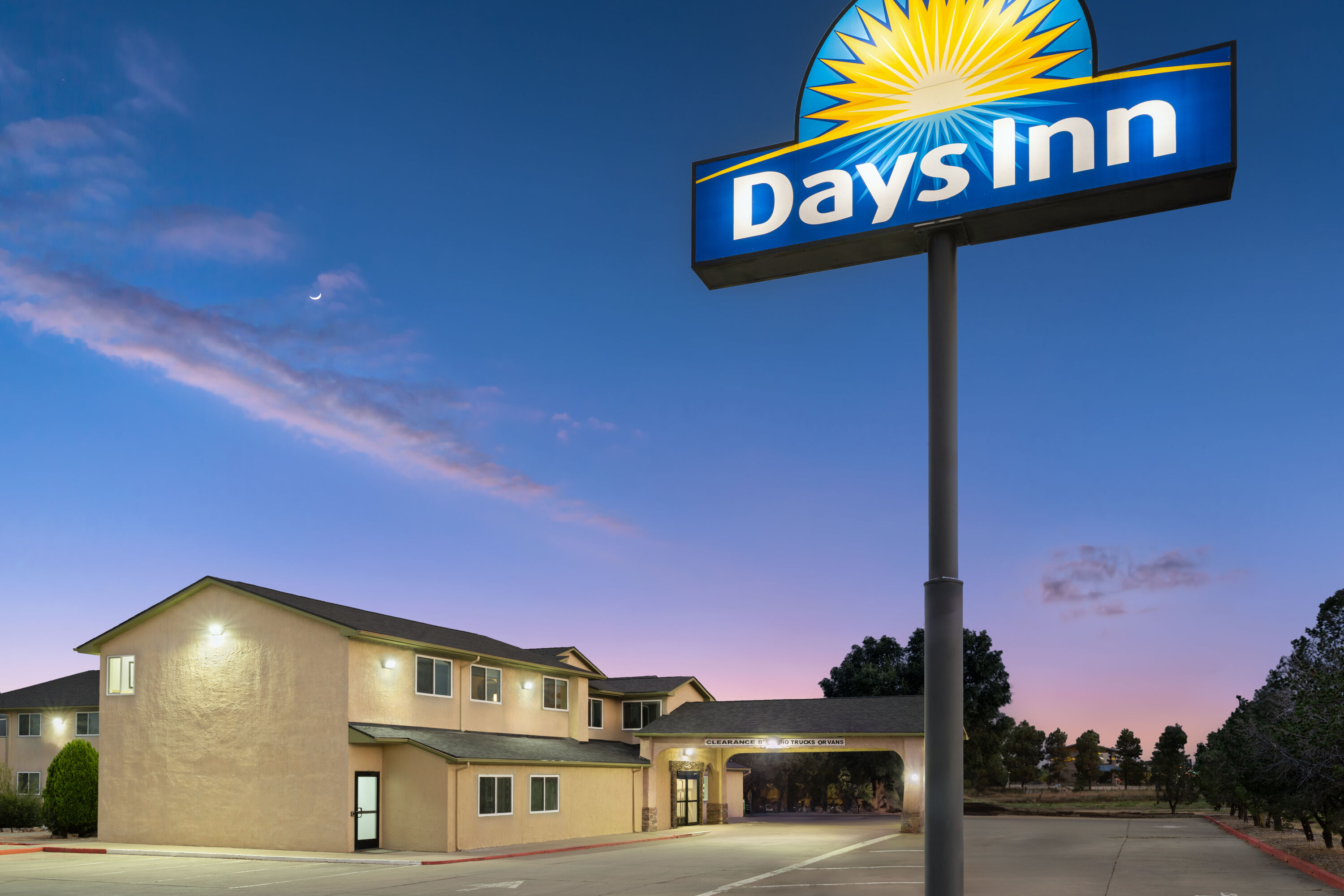 Exterior Dusk Image of Days Inn by Wyndham Las Vegas hotel in Las Vegas, New Mexico