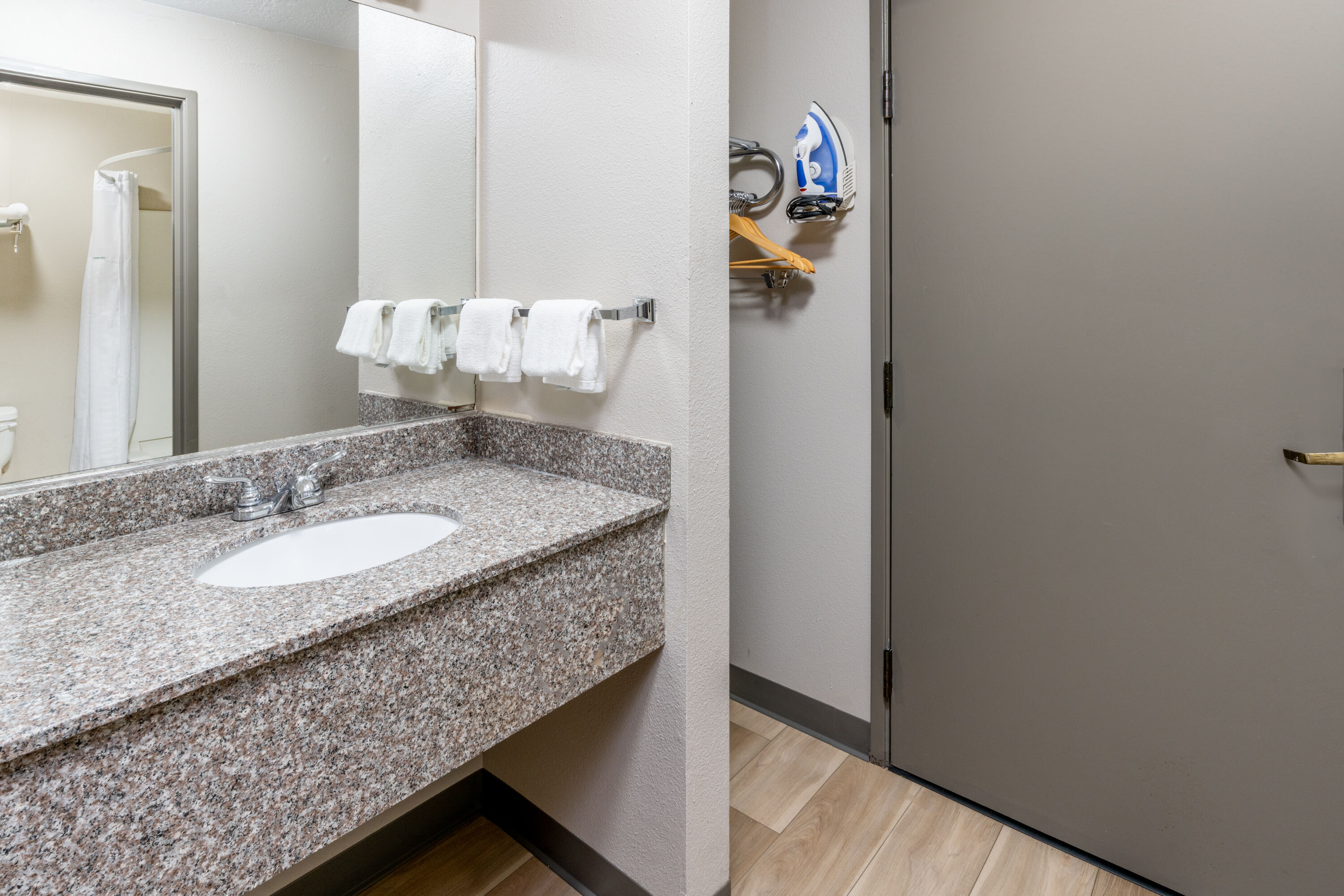 Guest room bath at the Days Inn by Wyndham Los Lunas in Los Lunas, New Mexico