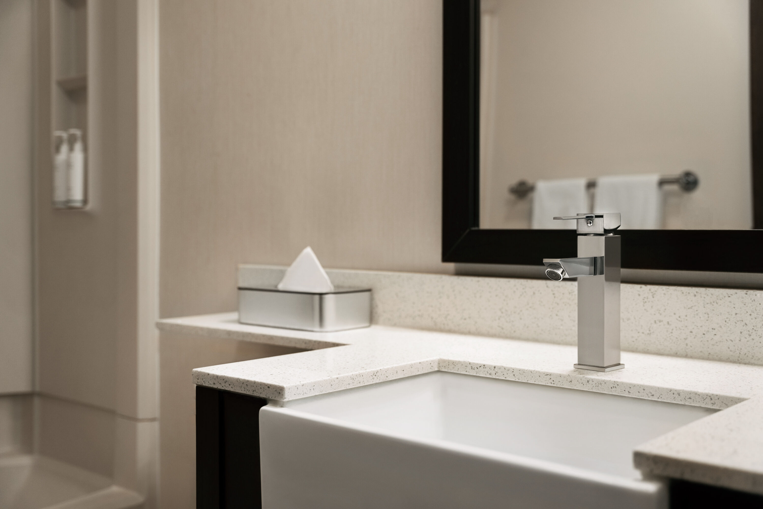 Guest room bath at the Days Inn & Suites by Wyndham Lancaster Amish Country in Lancaster, Pennsylvania