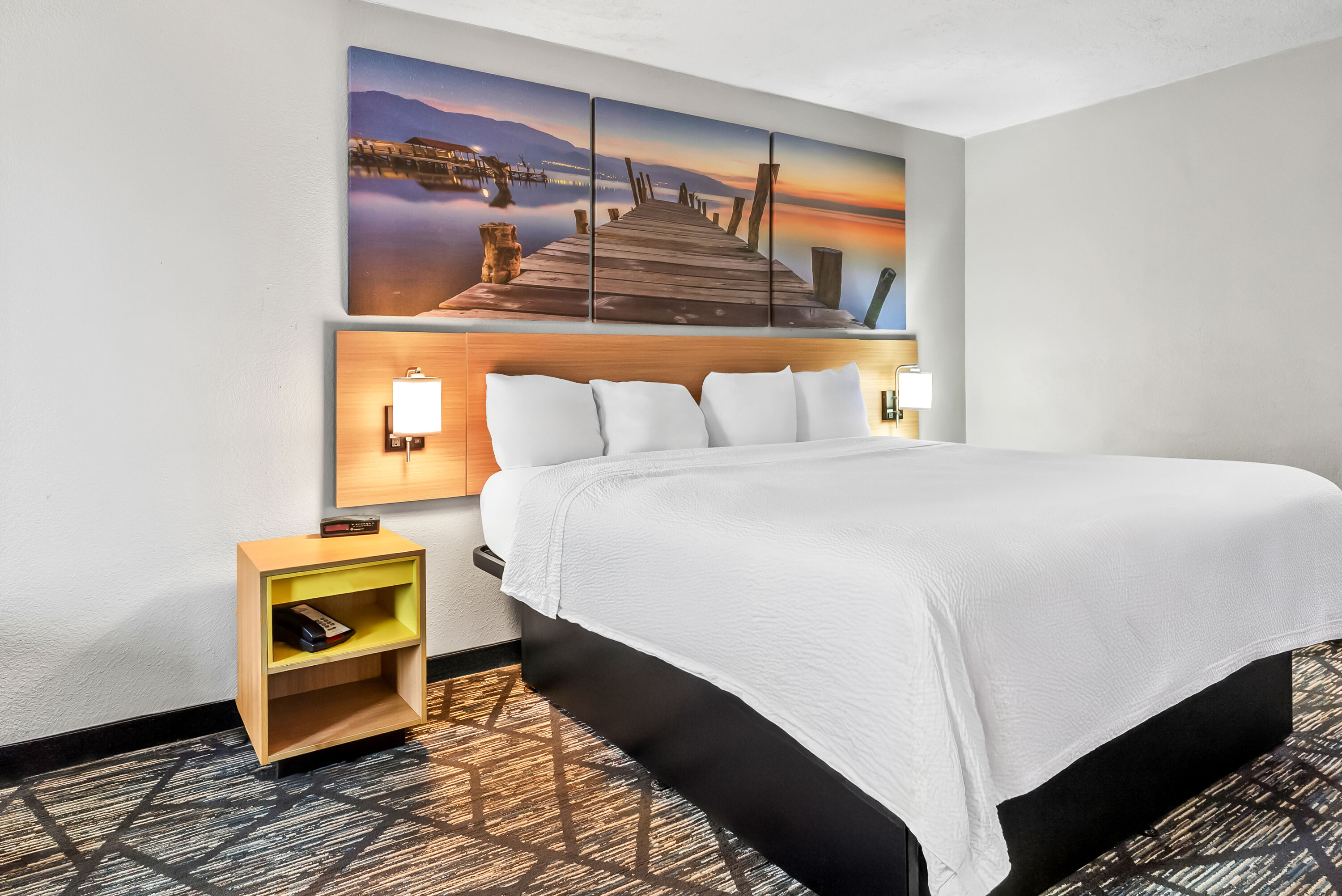 King bed guest room at the Days Inn by Wyndham Aiken - Interstate Hwy 20 in Aiken, South Carolina