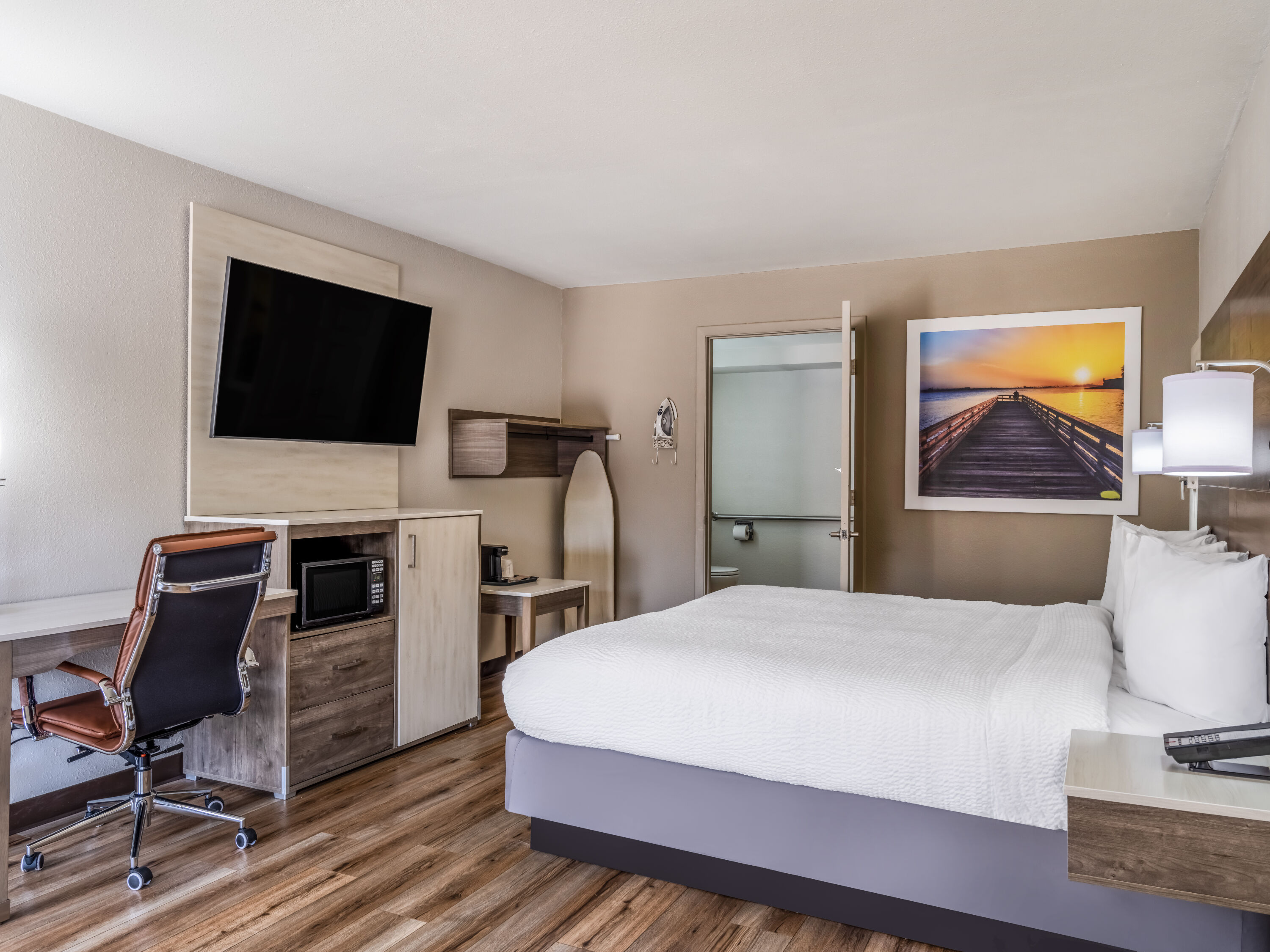 Guest room at the Days Inn by Wyndham Clemson in Clemson, South Carolina