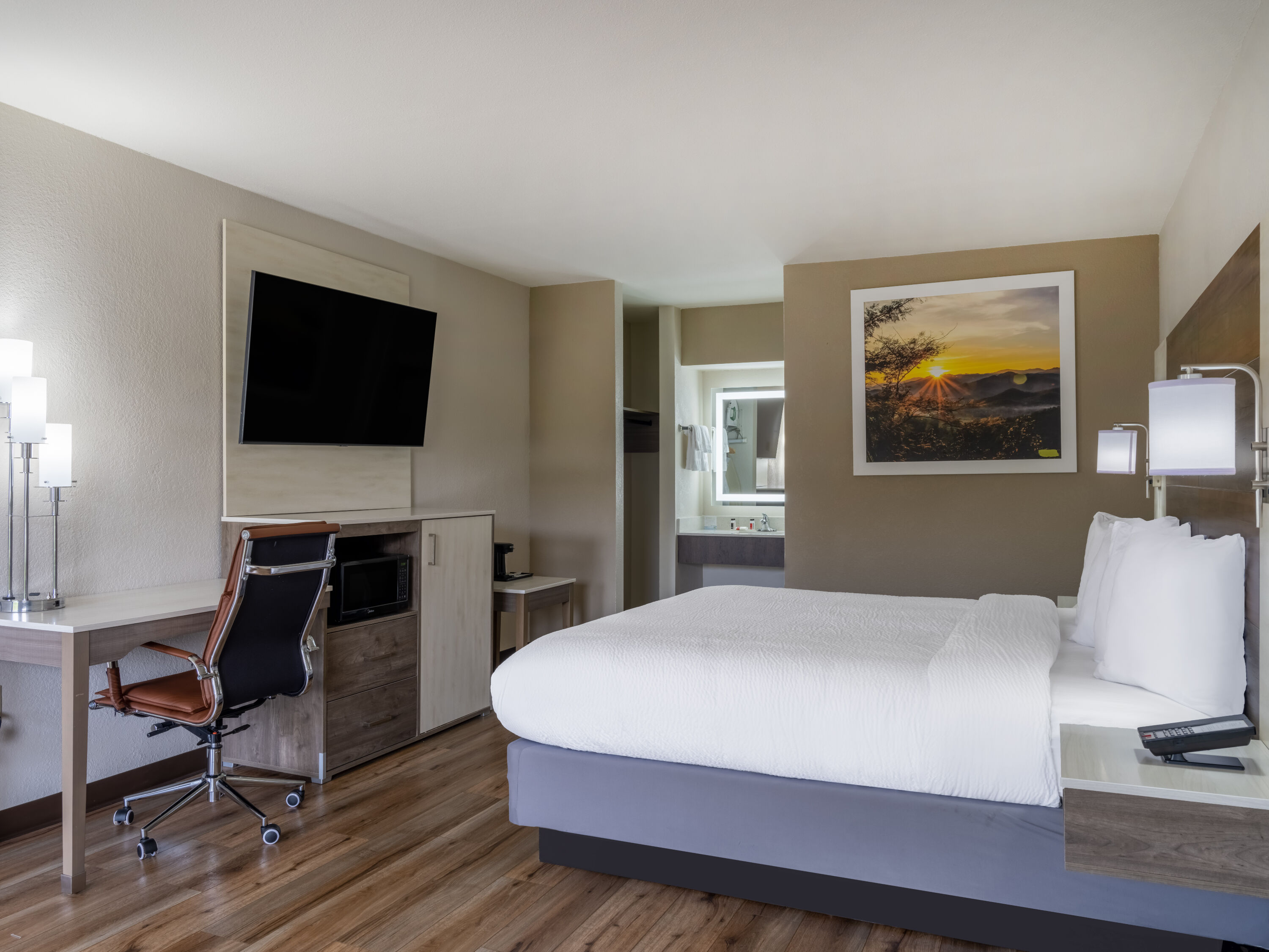 Guest room at the Days Inn by Wyndham Clemson in Clemson, South Carolina