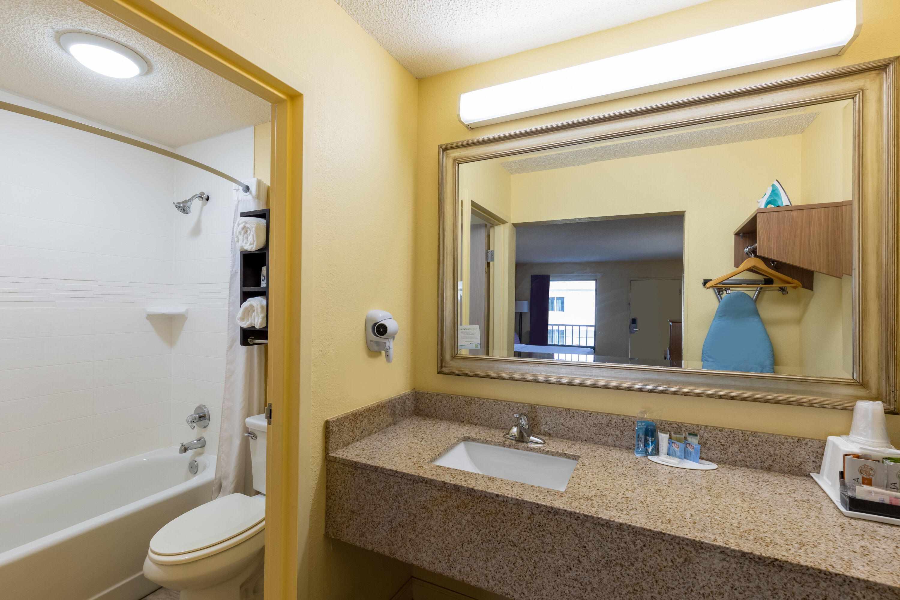 Guest room bath at the Days Inn by Wyndham Florence/I-95 North in Florence, South Carolina