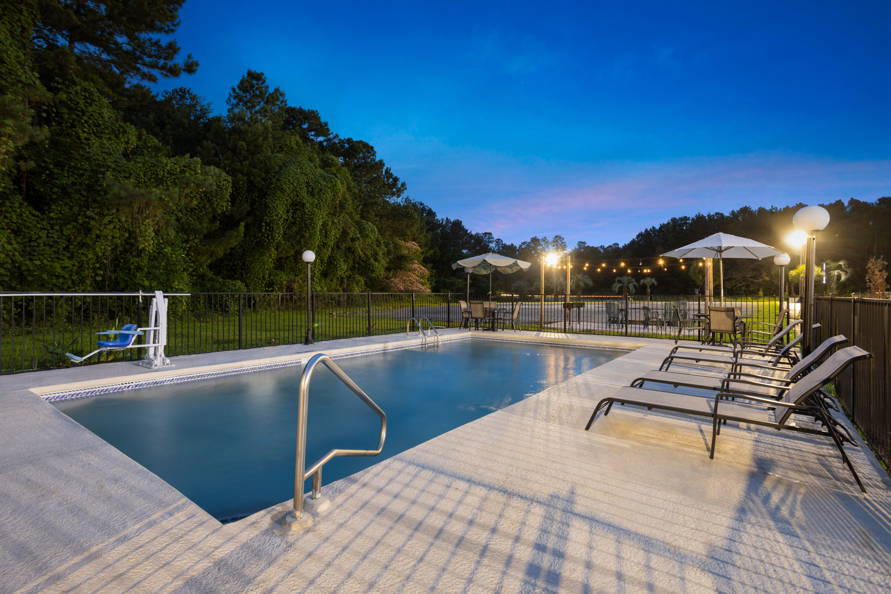 Pool night image at the Days Inn by Wyndham Hardeeville Near Hilton Head in Hardeeville, South Carolina