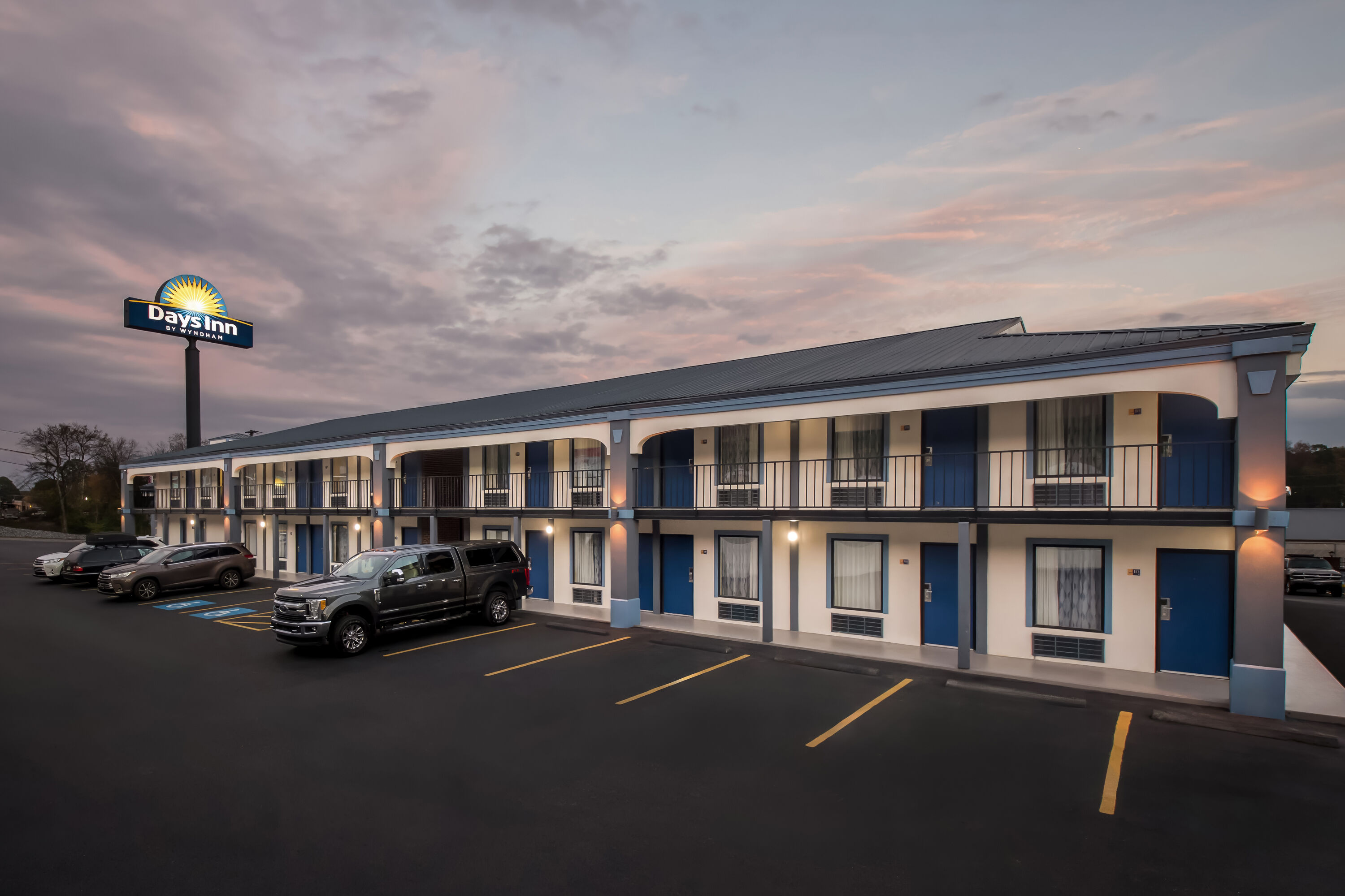 Exterior Night Image of Days Inn by Wyndham Cleveland TN hotel in Cleveland, Tennessee