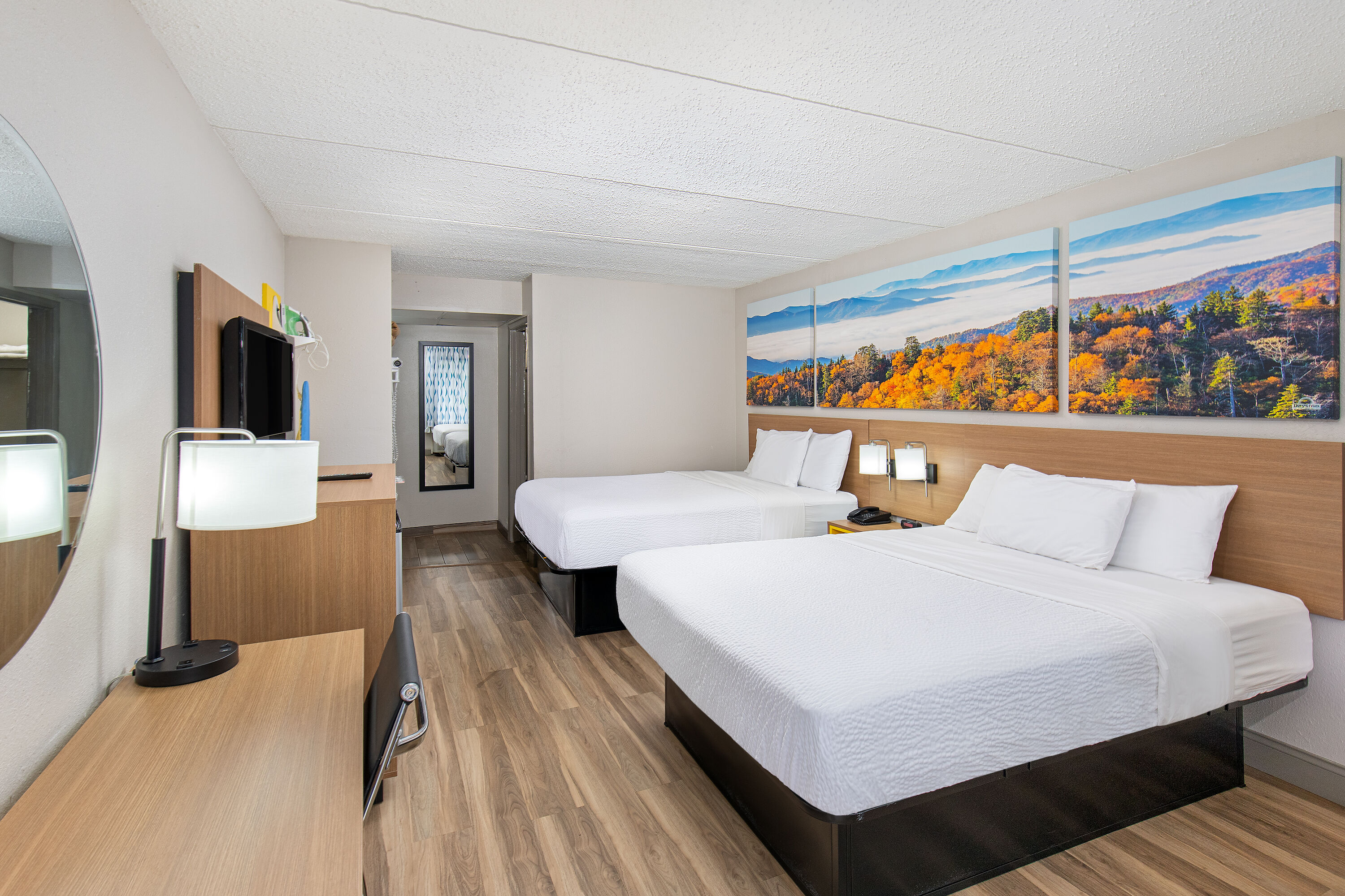 Guest room at the Days Inn by Wyndham Knoxville North in Knoxville, Tennessee