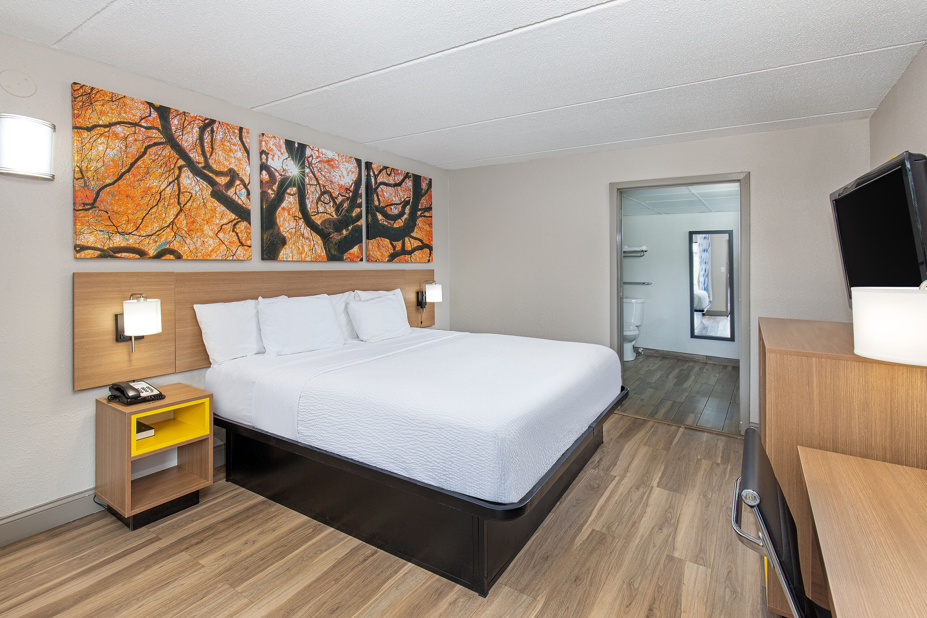 Guest room at the Days Inn by Wyndham Knoxville North in Knoxville, Tennessee