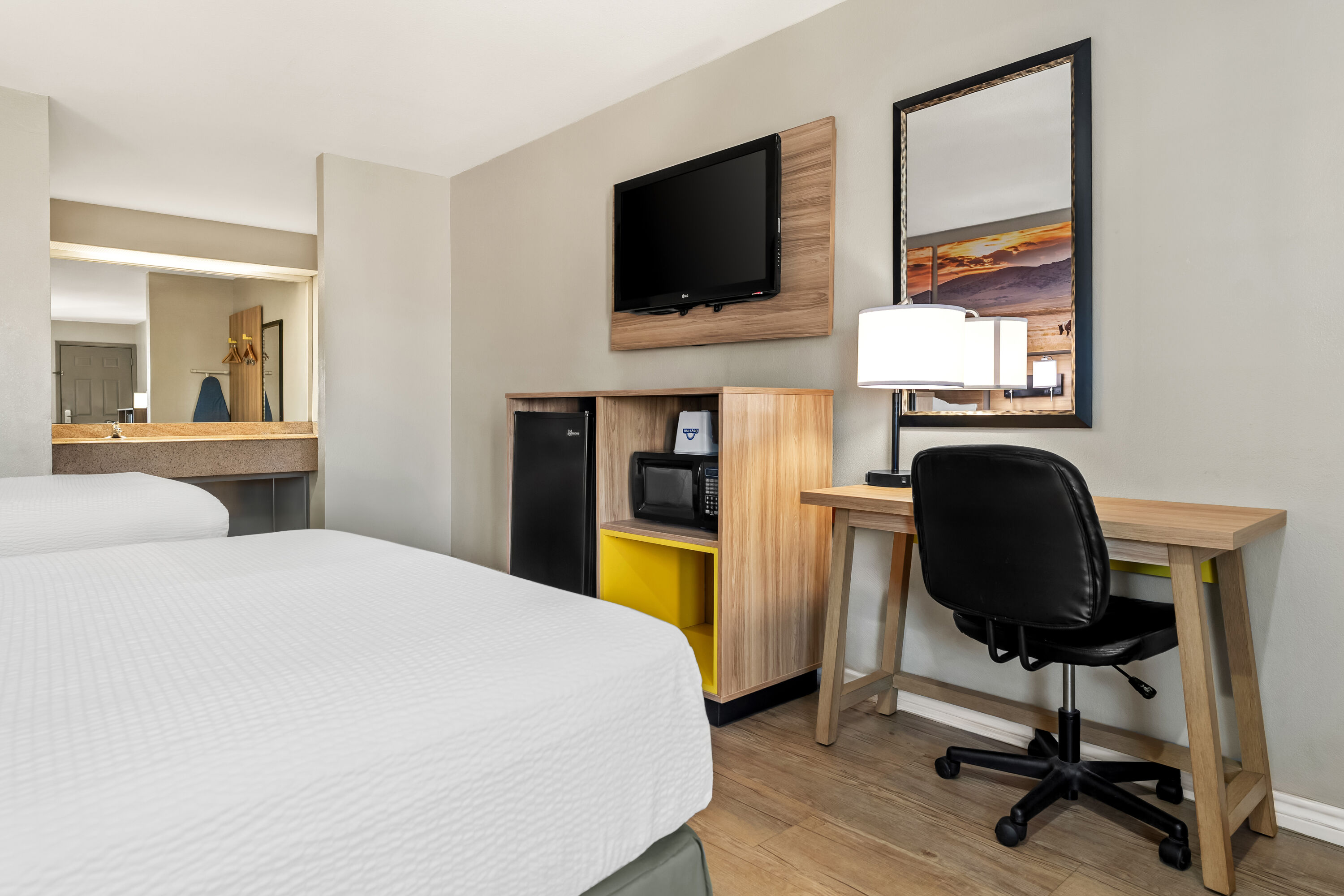 Double bed guest room at the Days Inn by Wyndham Nacogdoches/SFA University/Downtown in Nacogdoches, Texas