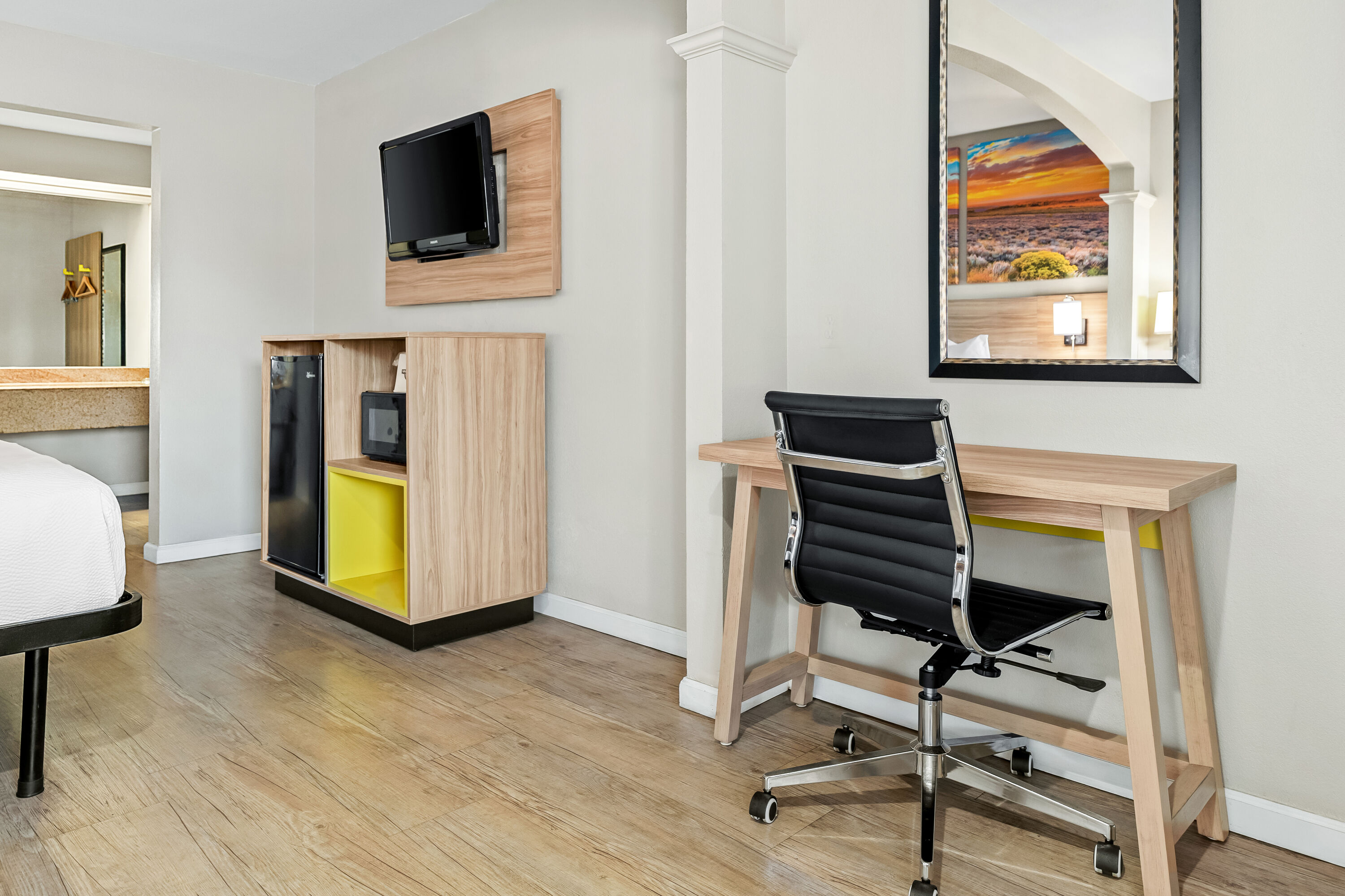 King bed guest room at the Days Inn by Wyndham Nacogdoches/SFA University/Downtown in Nacogdoches, Texas