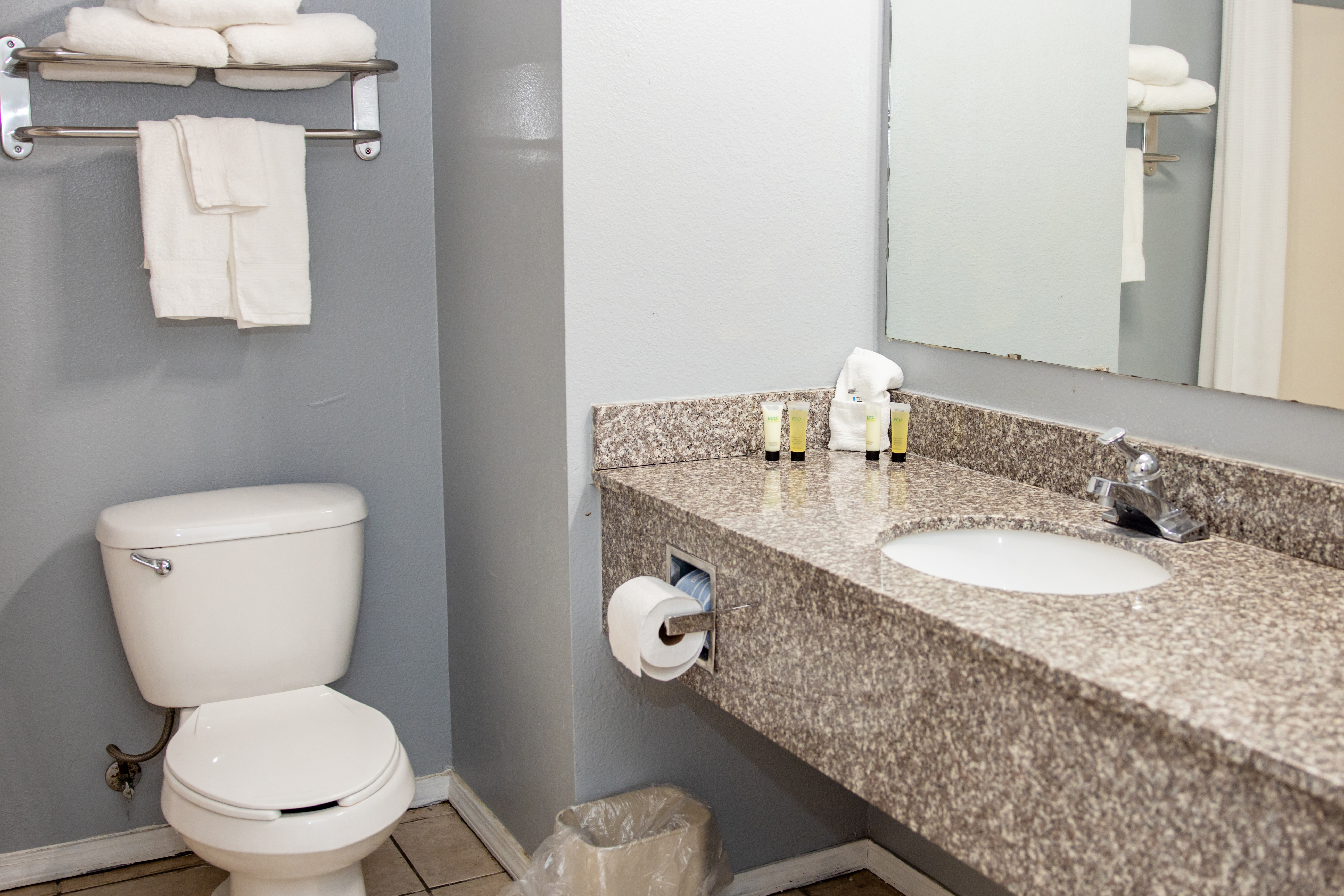 Guest room bath at the Days Inn by Wyndham Plainview Texas in Plainview, Texas