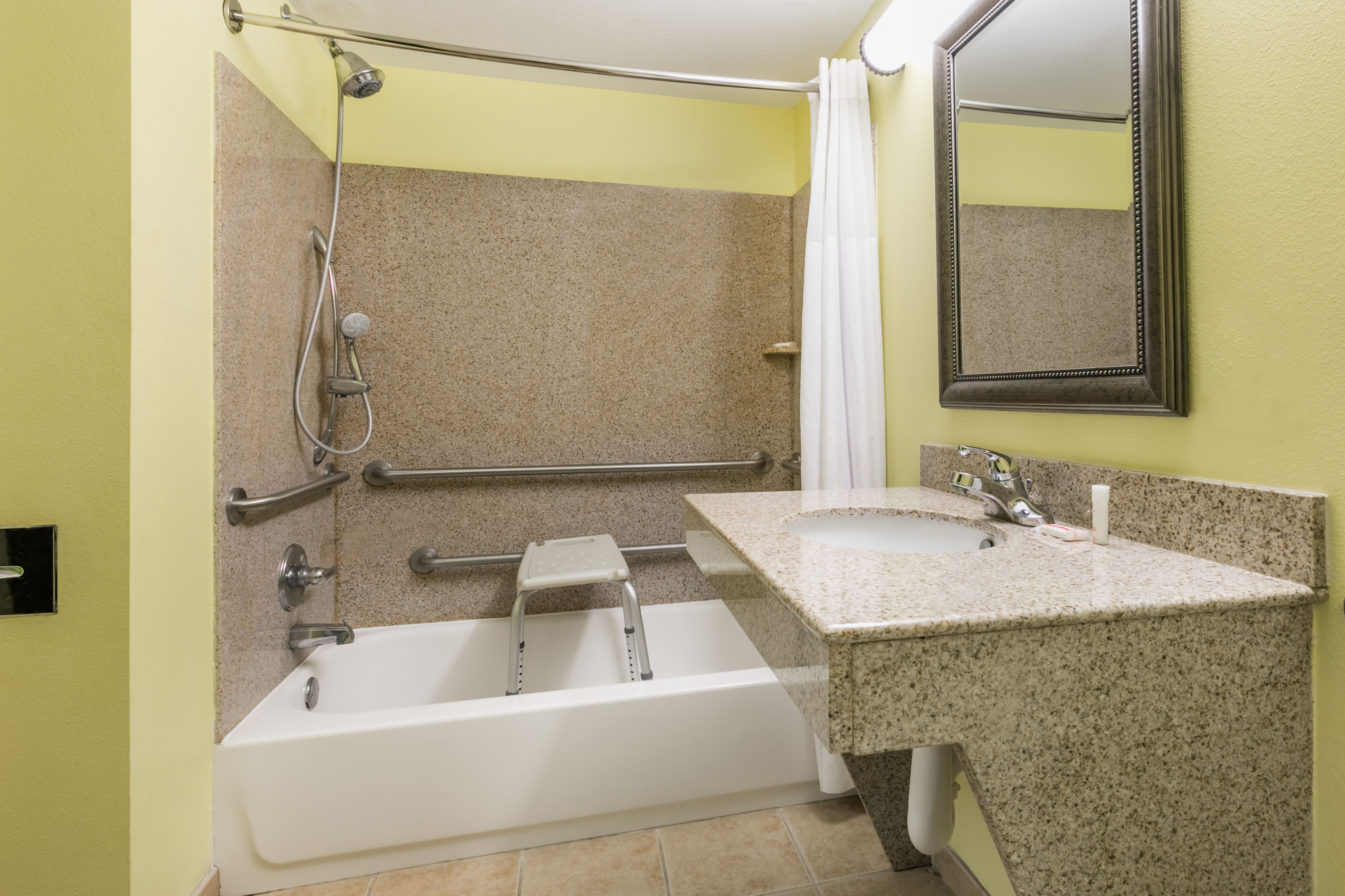 Guest room bath at the Days Inn by Wyndham Salado in Salado, Texas