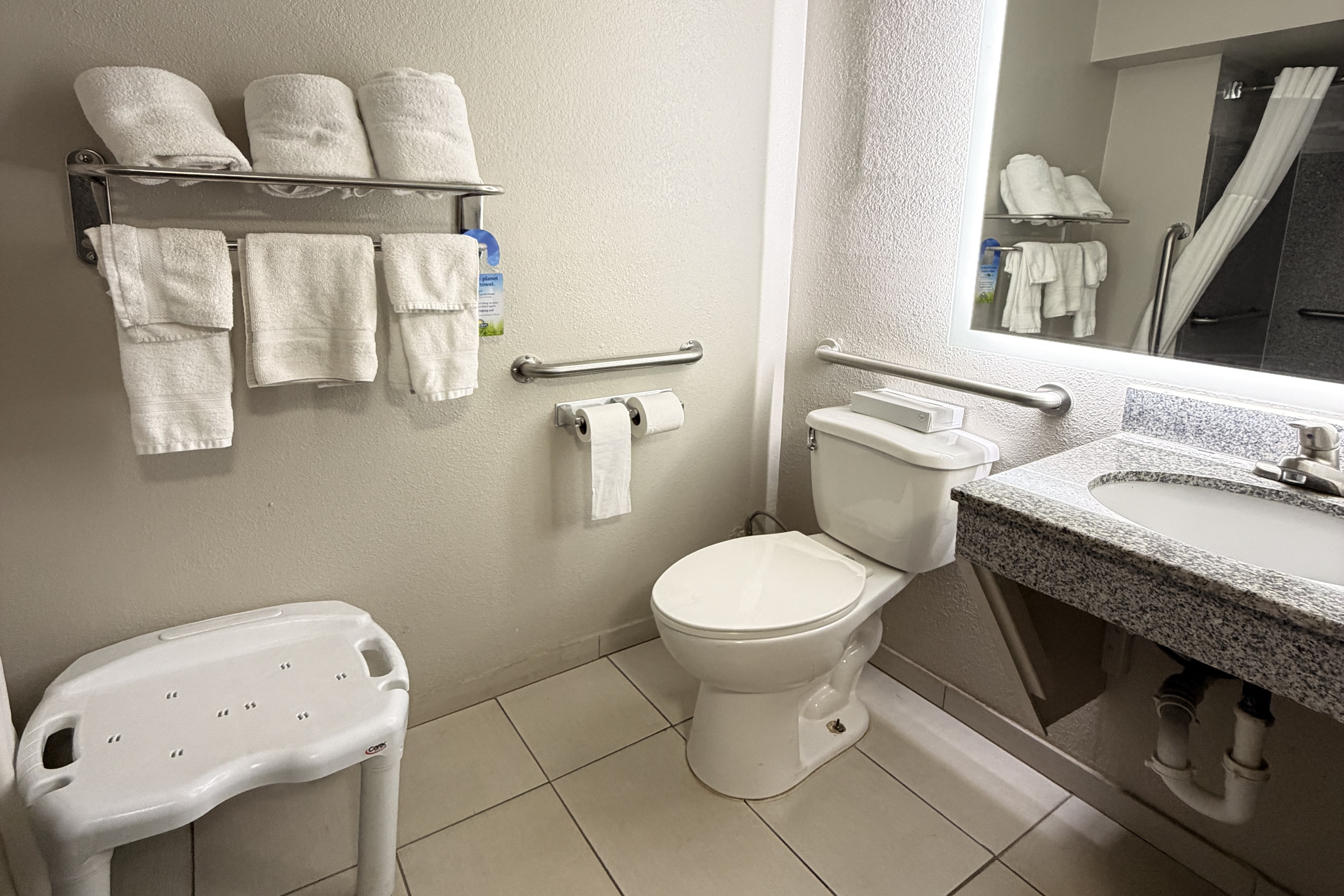 Guest room bath at the Days Inn by Wyndham Van Horn TX in Van Horn, Texas