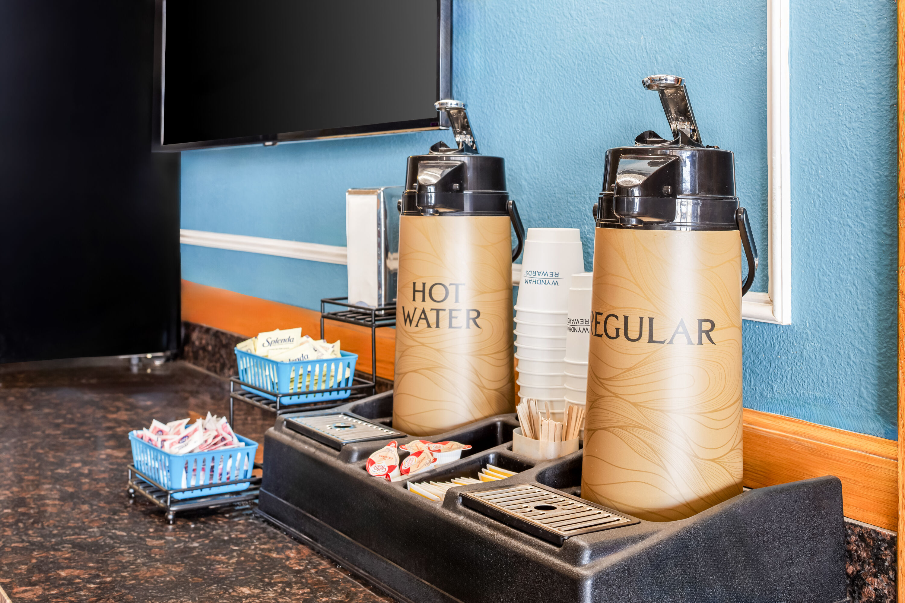 Days Inn by Wyndham Mt. Vernon restaurant breakfast area close up in Mount Vernon, Washington