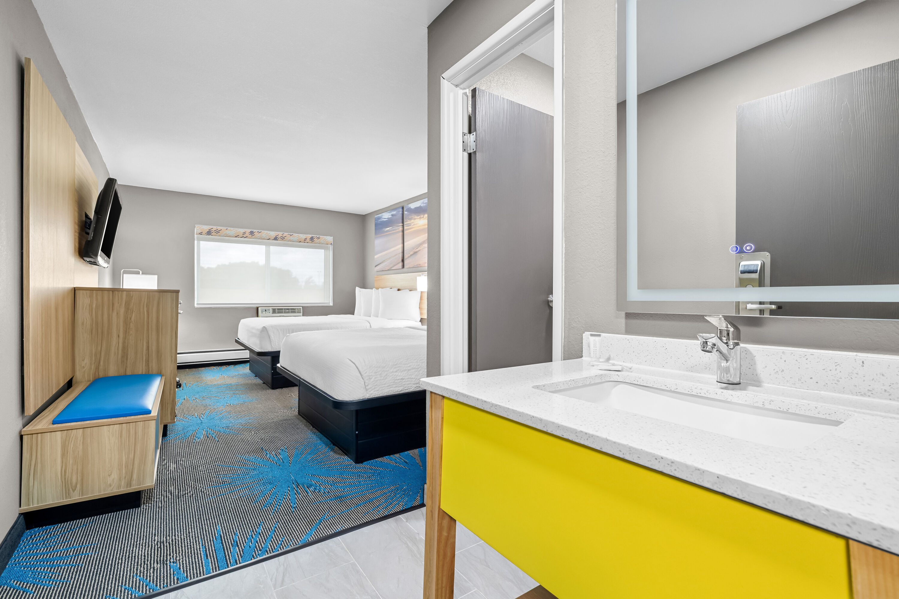 Double bed guest room at the Days Inn by Wyndham La Crosse in La Crosse, Wisconsin