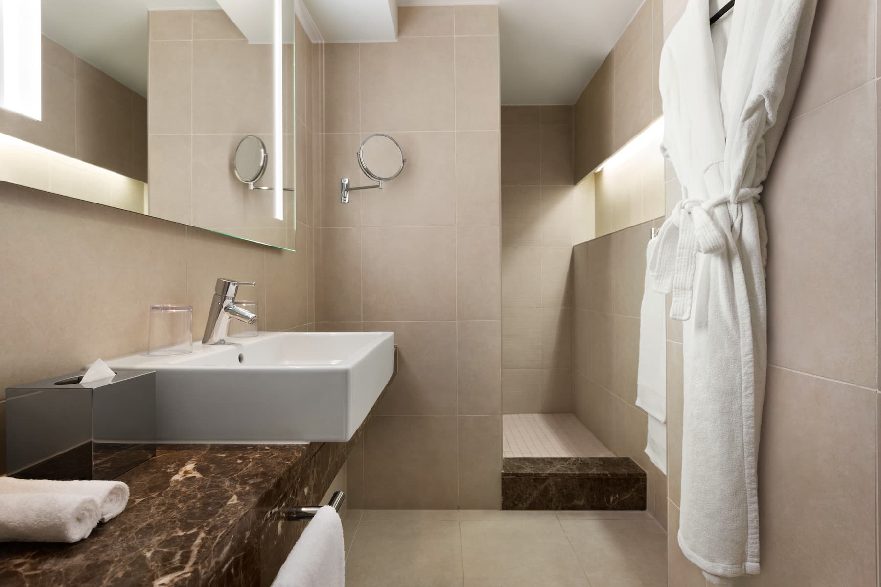 Guest room bath at the Dolce by Wyndham La Hulpe Brussels in La Hulpe, Other than US/Canada
