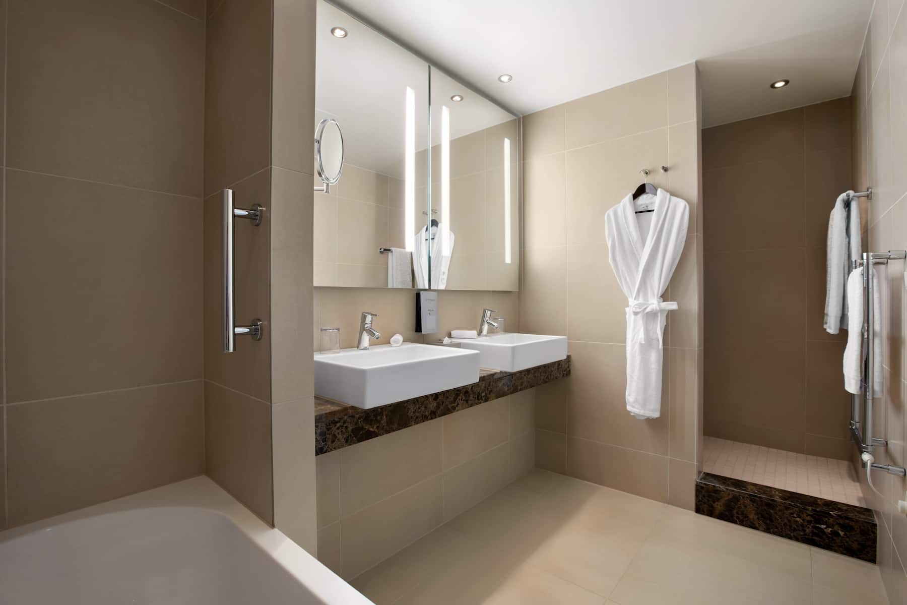 Guest room bath at the Dolce by Wyndham La Hulpe Brussels in La Hulpe, Other than US/Canada