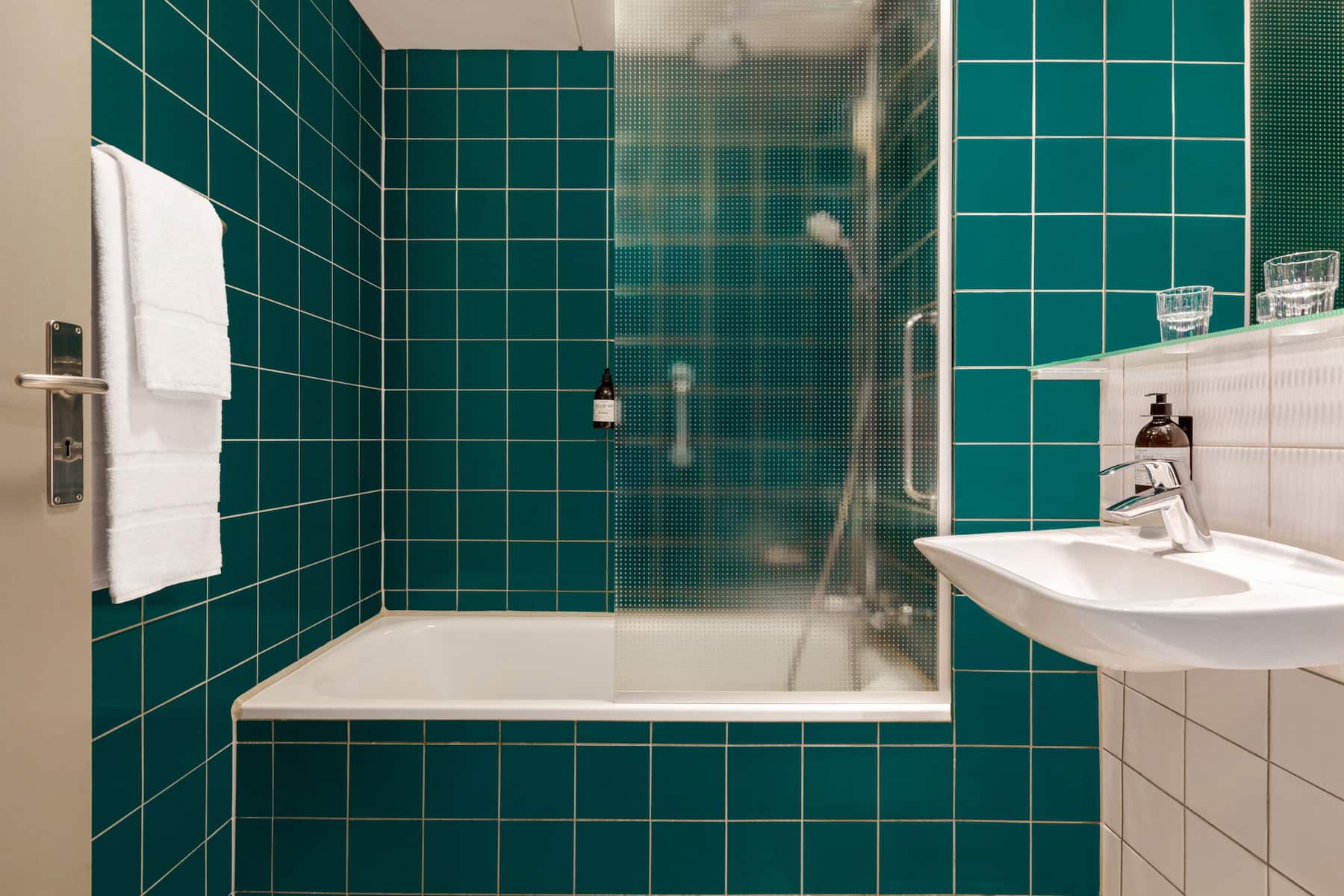Guest room bath at the Comwell H. C. Andersen Odense Dolce by Wyndham in Odense C, Other than US/Canada