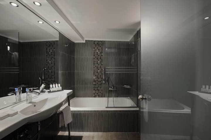 Guest room bath at the Dolce by Wyndham Athens Attica Riviera in Vravrona, Other than US/Canada