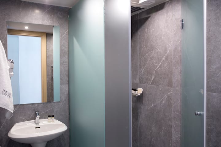 Guest room bath at the Dolce by Wyndham Athens Attica Riviera in Vravrona, Other than US/Canada