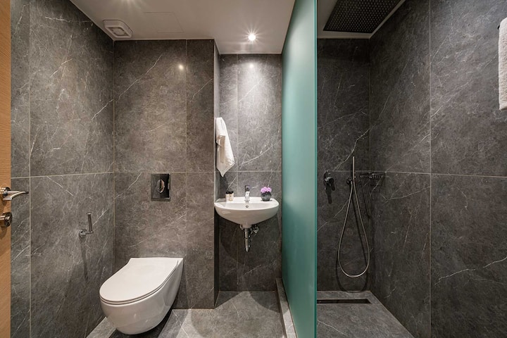 Guest room bath at the Dolce by Wyndham Athens Attica Riviera in Vravrona, Other than US/Canada