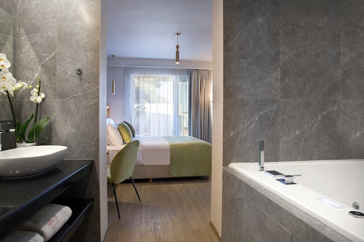 Guest room bath at the Dolce by Wyndham Athens Attica Riviera in Vravrona, Other than US/Canada