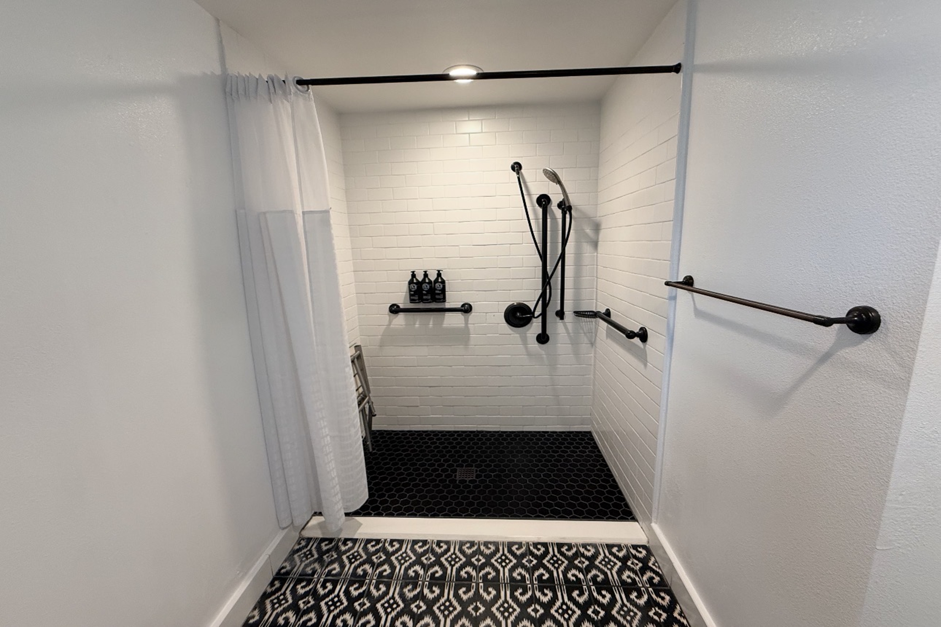 Guest room bath at the V Capri Palm Springs, a Dolce by Wyndham in Palm Springs, California