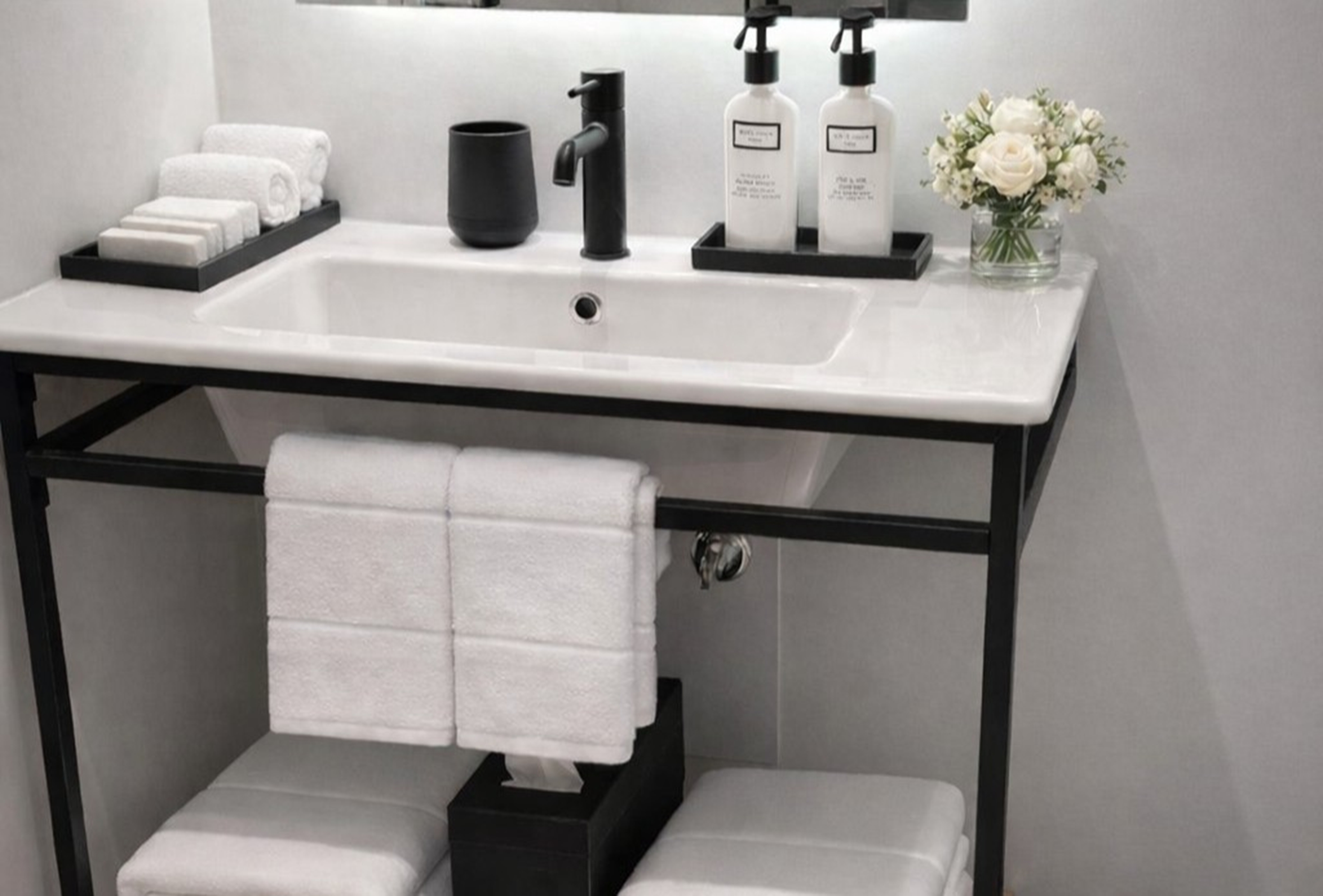 Guest room bath at the Dolce by Wyndham Miami Beach in Miami Beach, Florida