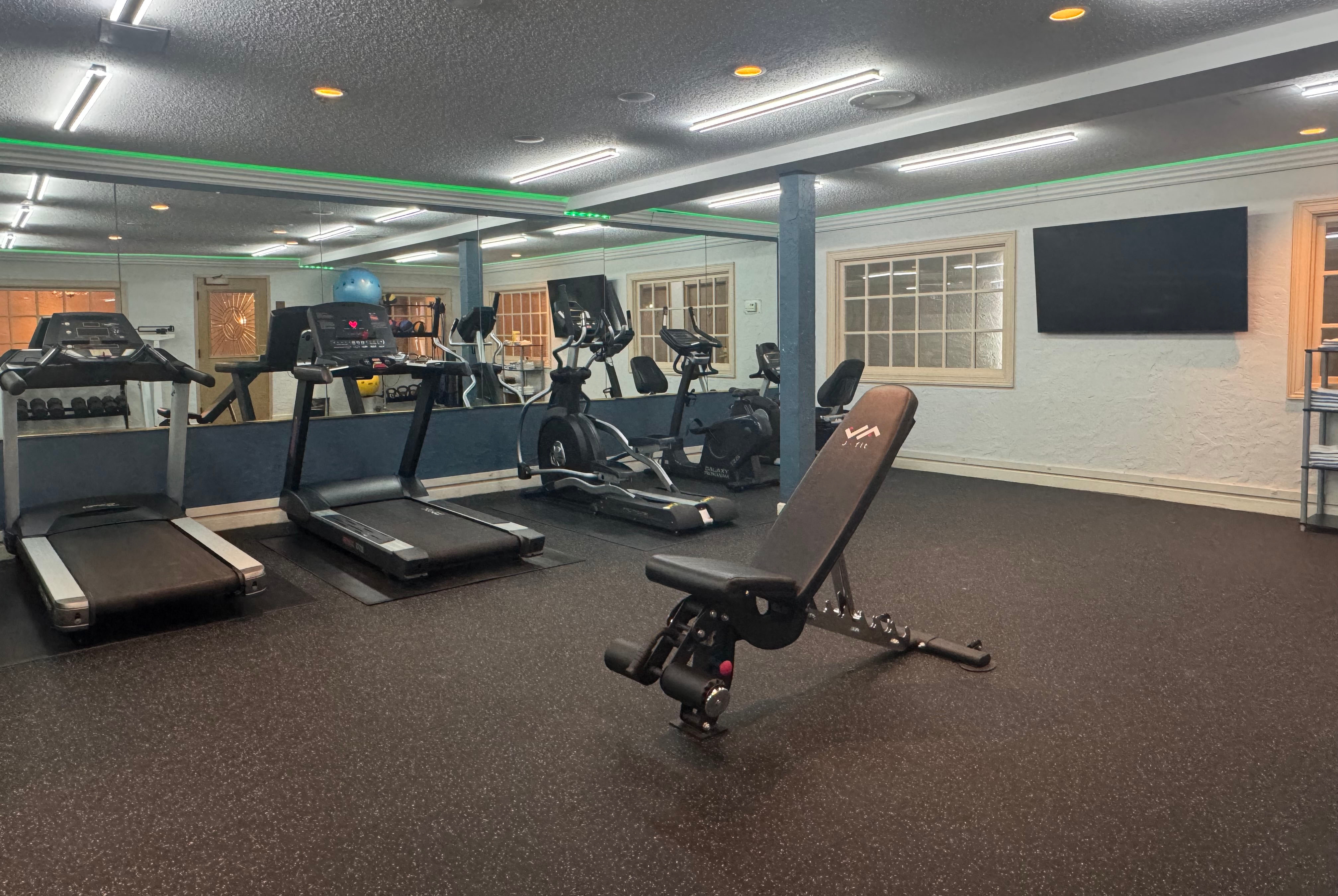 Fitness room at Chateau Hotel and Conference Center in Bloomington, Illinois