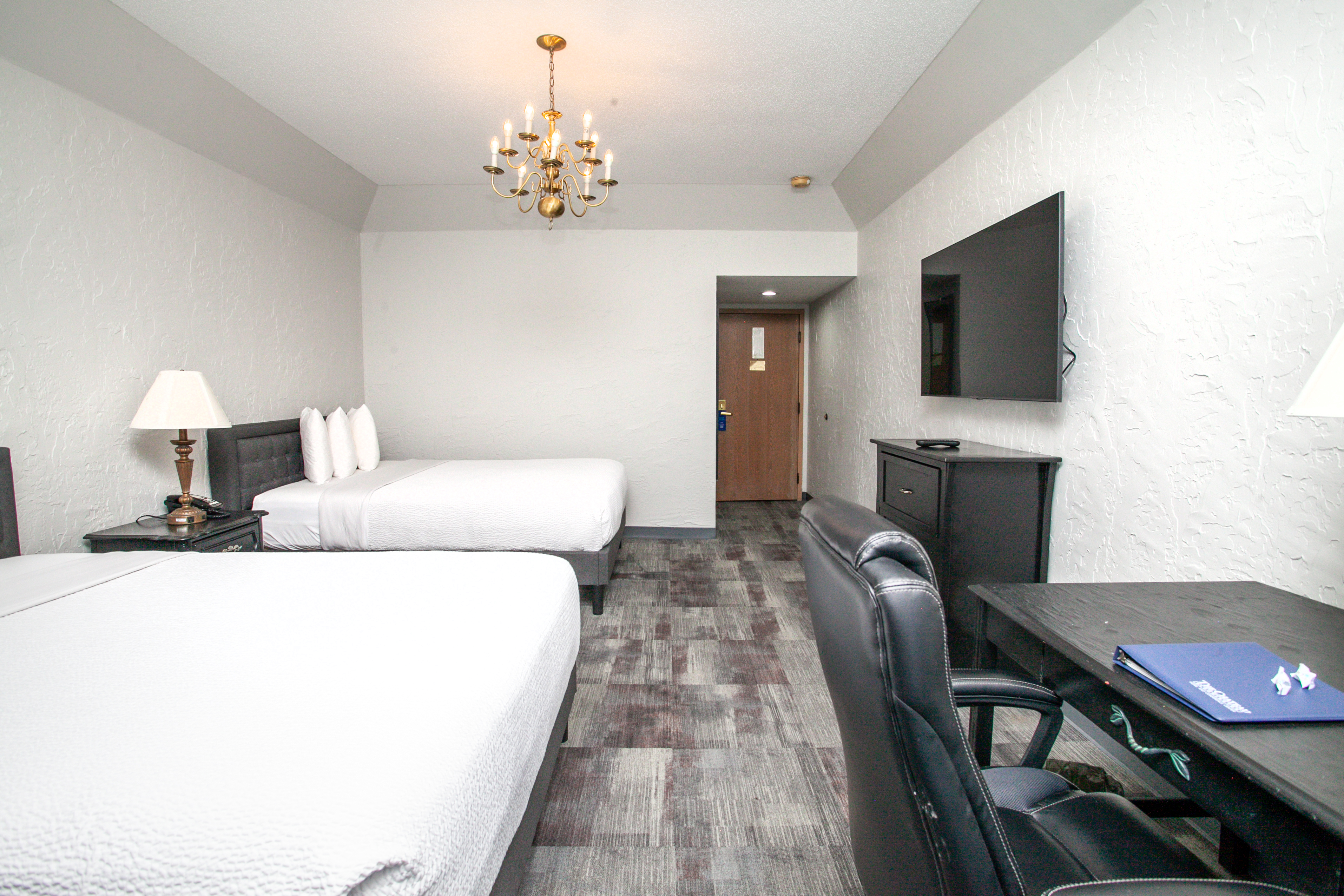 Guest room at the Chateau Hotel and Conference Center in Bloomington, Illinois