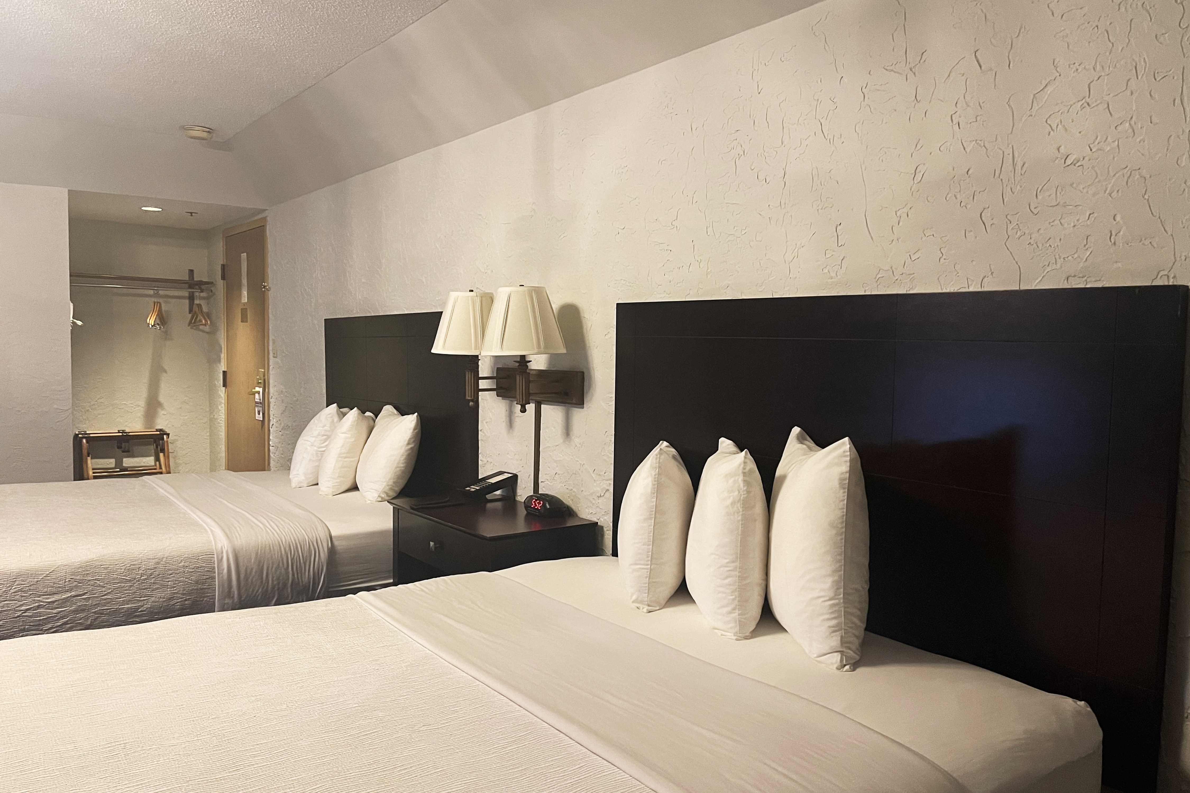 Guest room at the Chateau Hotel and Conference Center in Bloomington, Illinois