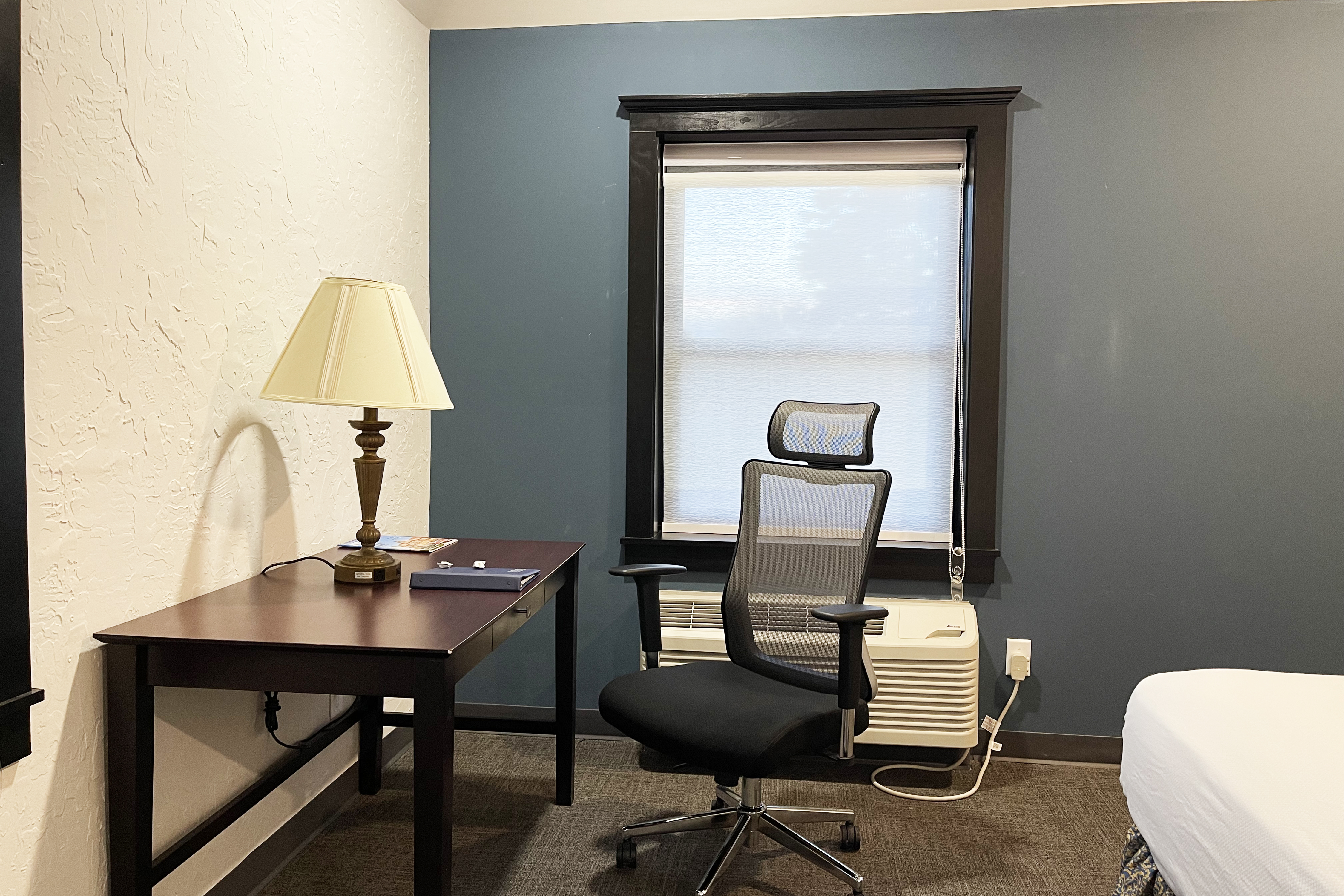 Guest room at the Chateau Hotel and Conference Center in Bloomington, Illinois