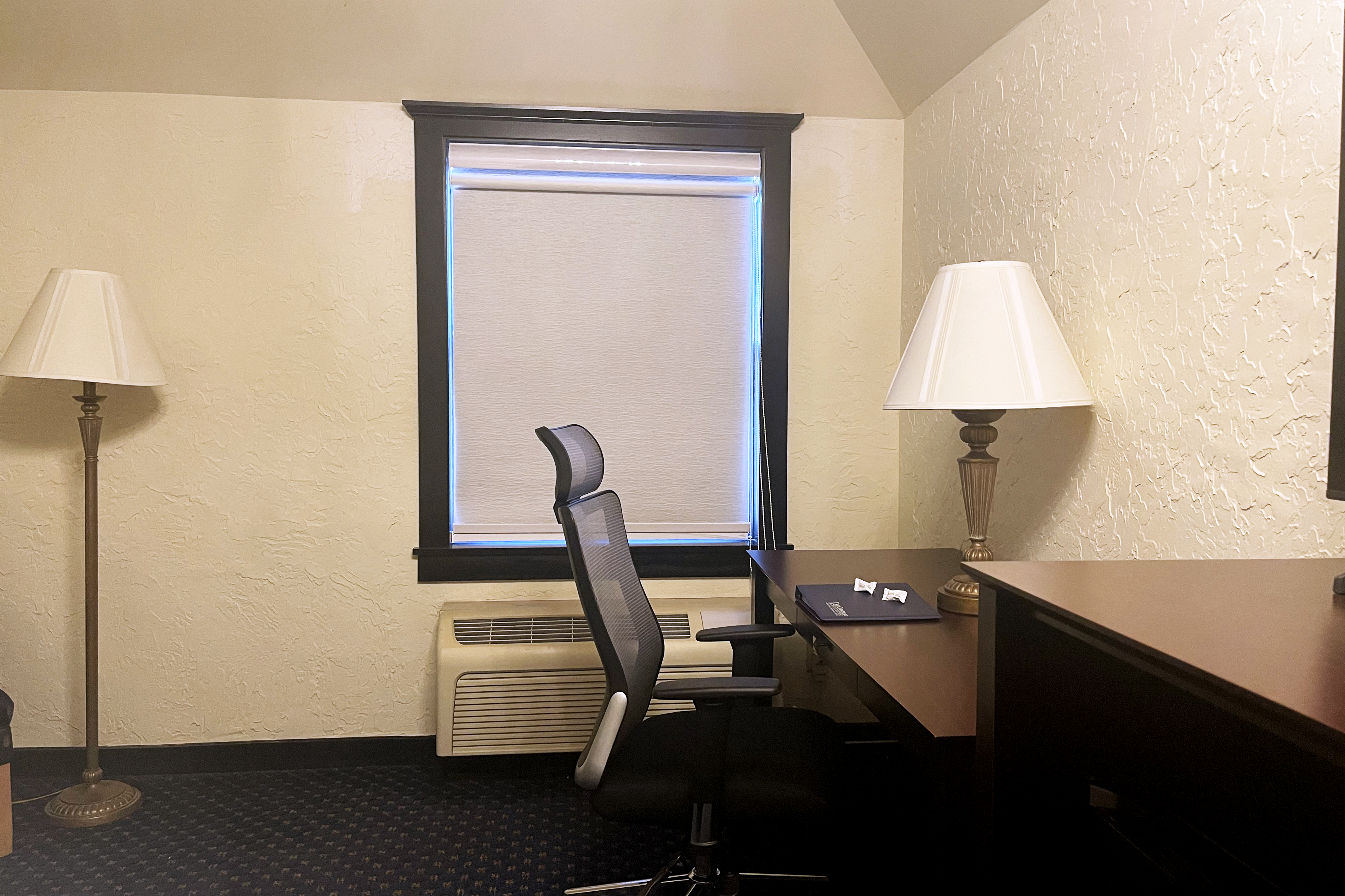 Guest room at the Chateau Hotel and Conference Center in Bloomington, Illinois