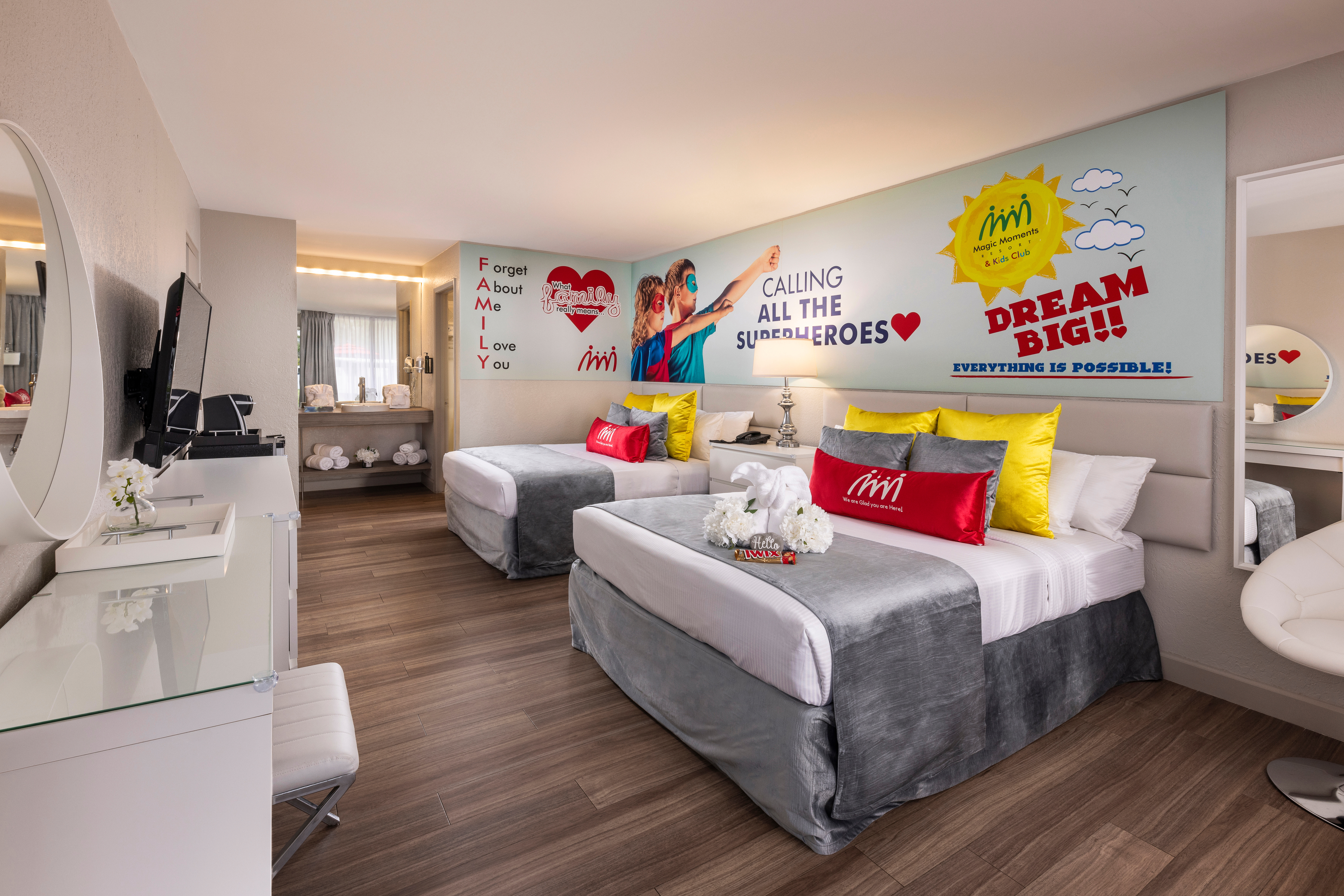 Guest room at the Magic Moment Resort & Kids Club, Dazzler Select by Wyndham in Kissimmee, Florida