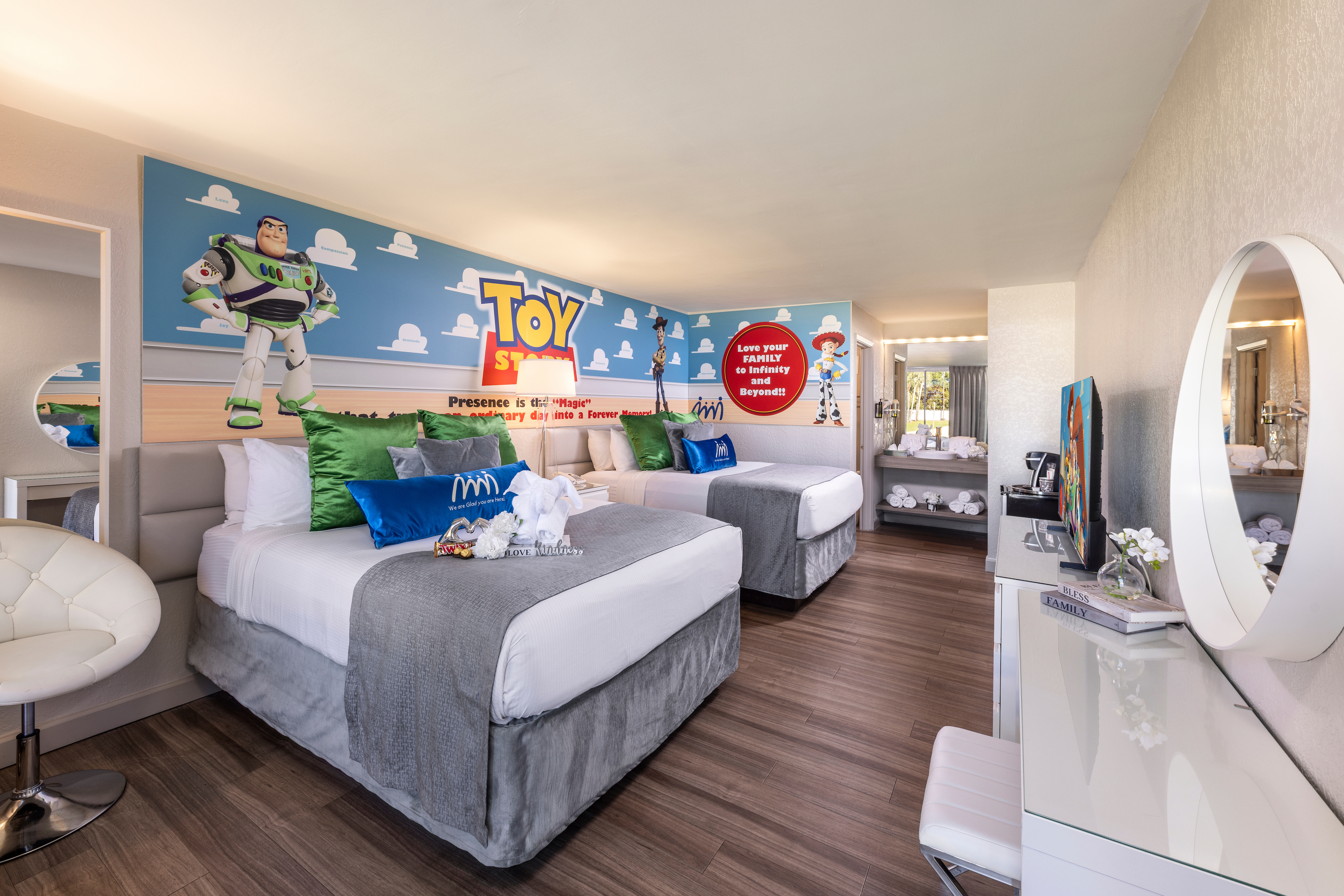 Guest room at the Magic Moment Resort & Kids Club, Dazzler Select by Wyndham in Kissimmee, Florida