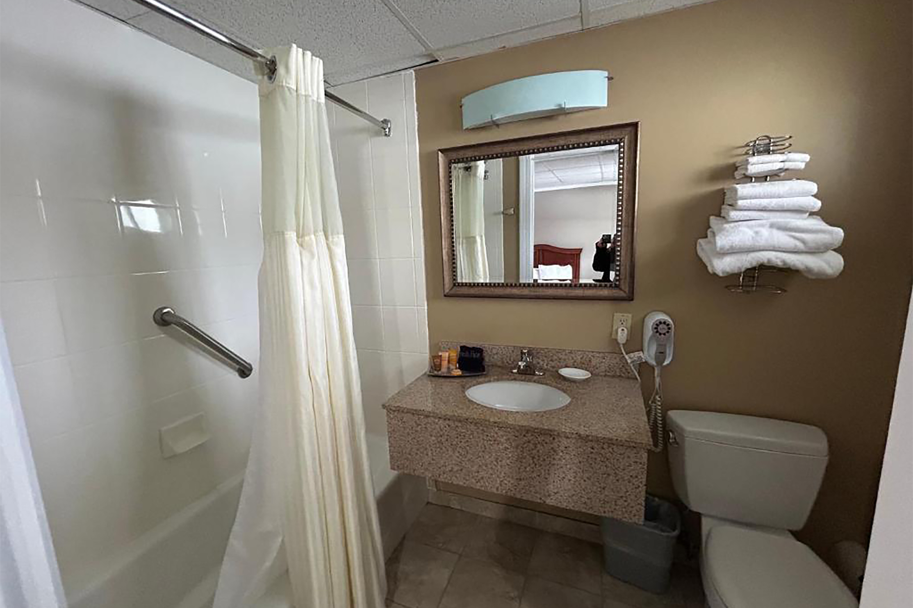 Guest room bath at the Golden Gables Inn, Dazzler Select by Wyndham in North Conway, New Hampshire