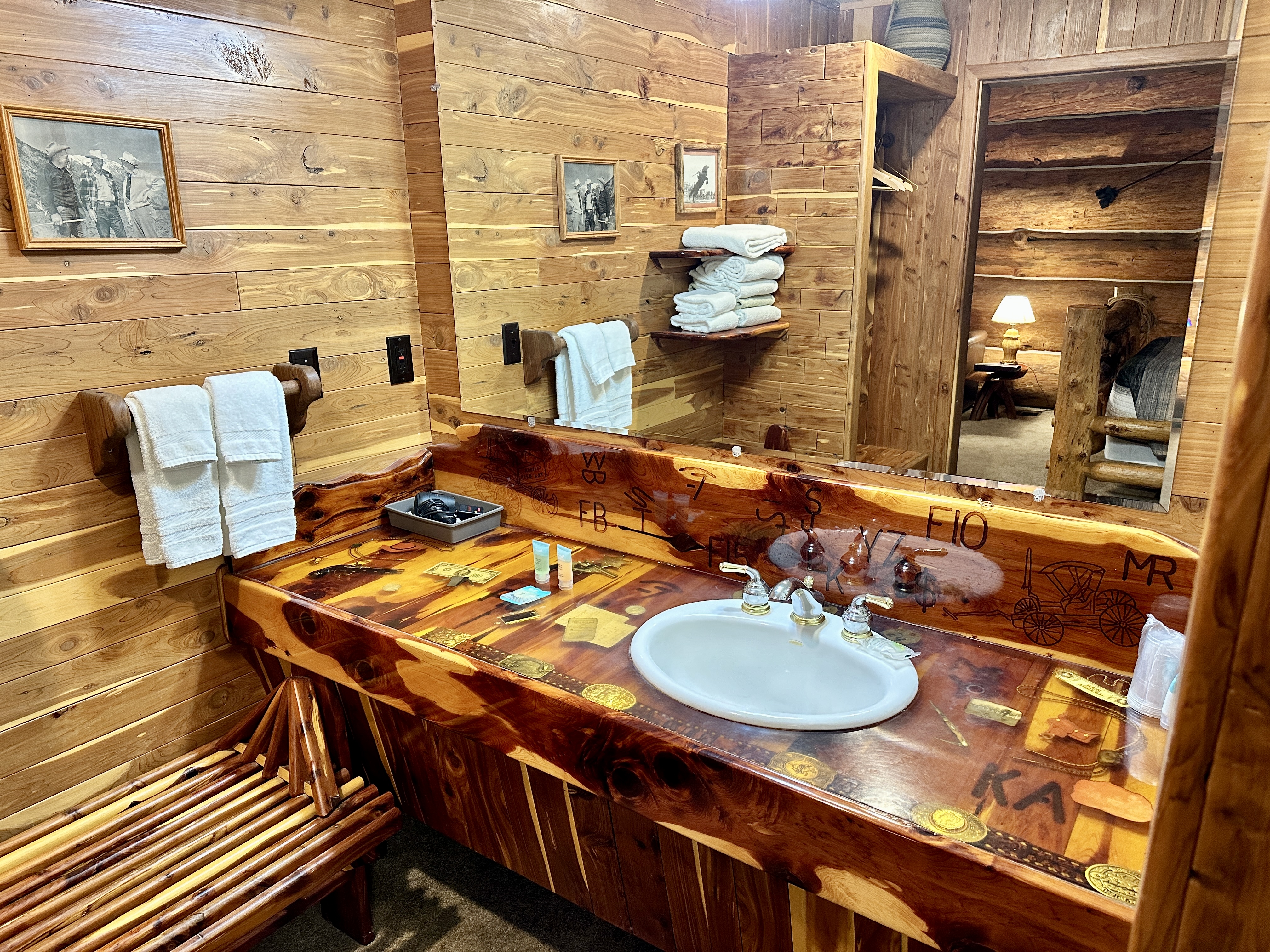Guest room bath at the Soap Lake Resort, a Dazzler Select by Wyndham in Soap Lake, Washington