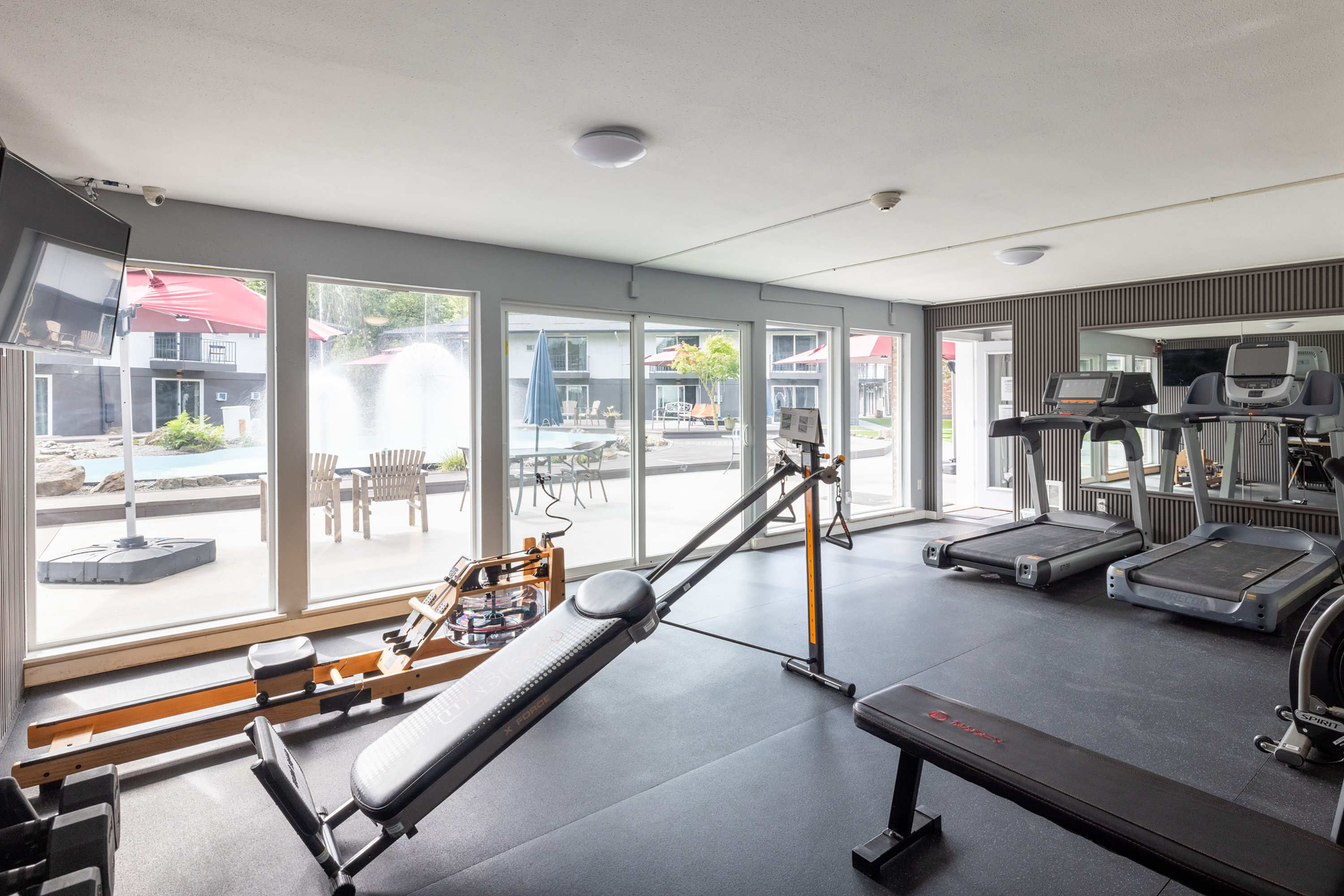 Fitness room at Interurban Suites Hotel, a Dazzler Select by Wyndham in Tukwila, Washington