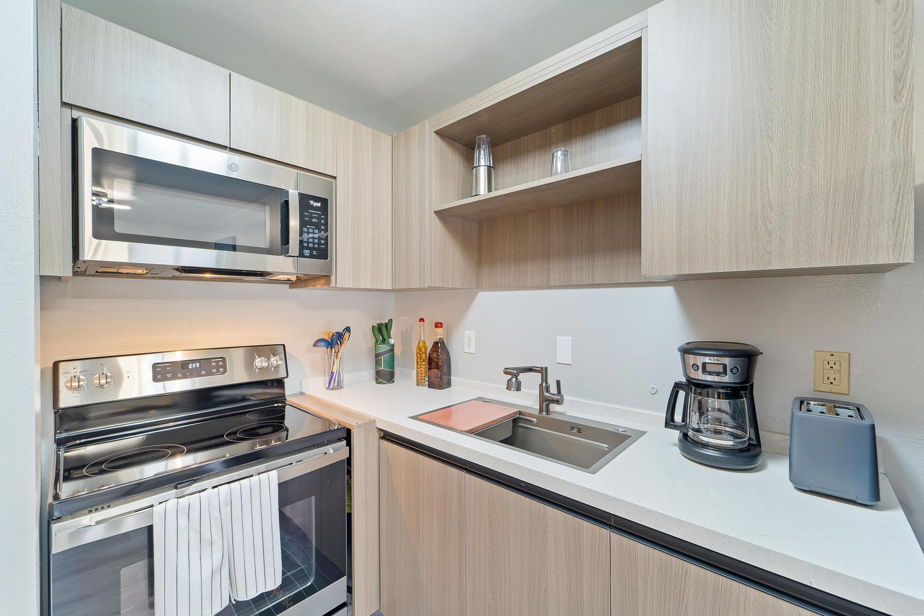 Guest room at the Interurban Suites Hotel, a Dazzler Select by Wyndham in Tukwila, Washington