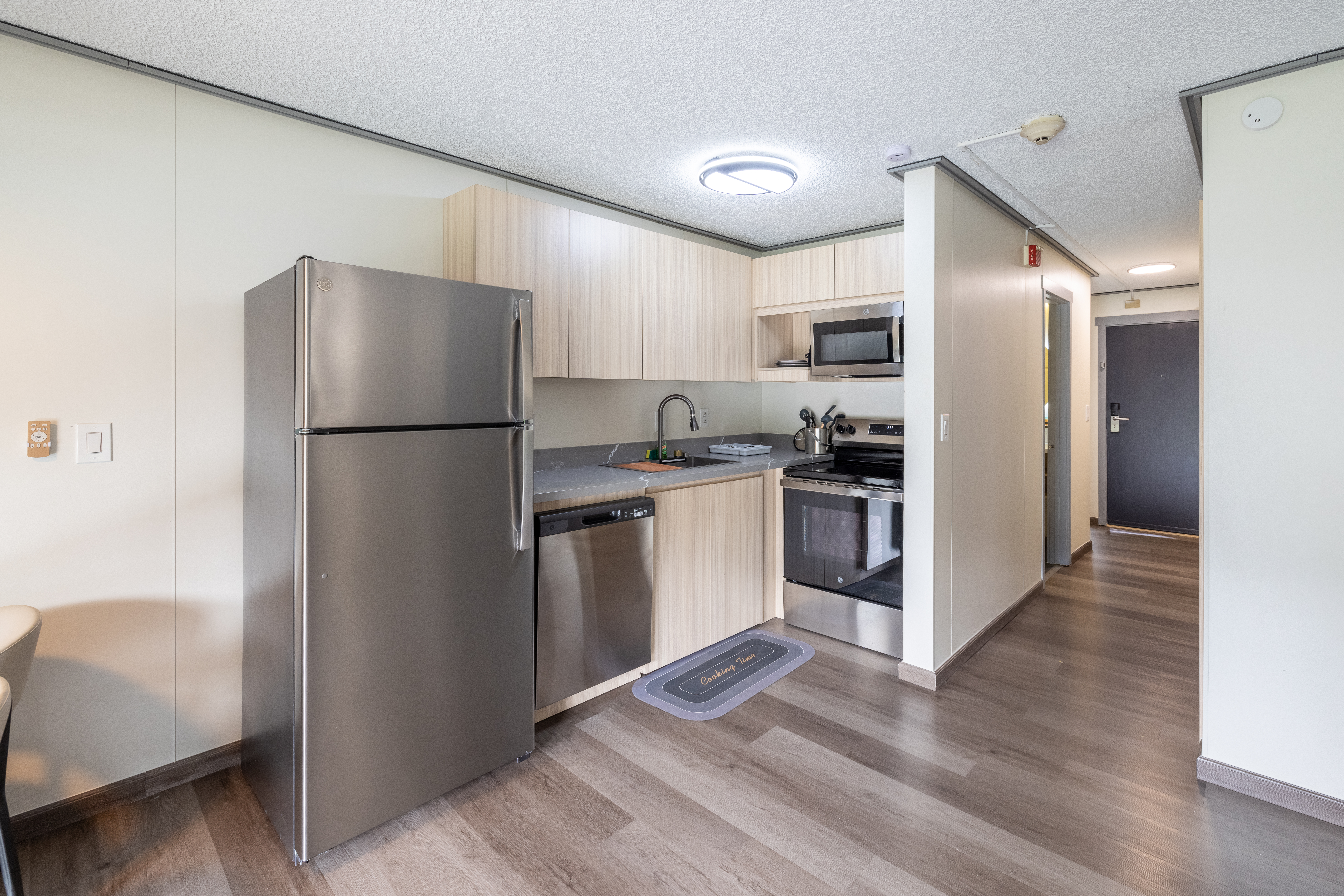 Guest room at the Interurban Suites Hotel, a Dazzler Select by Wyndham in Tukwila, Washington