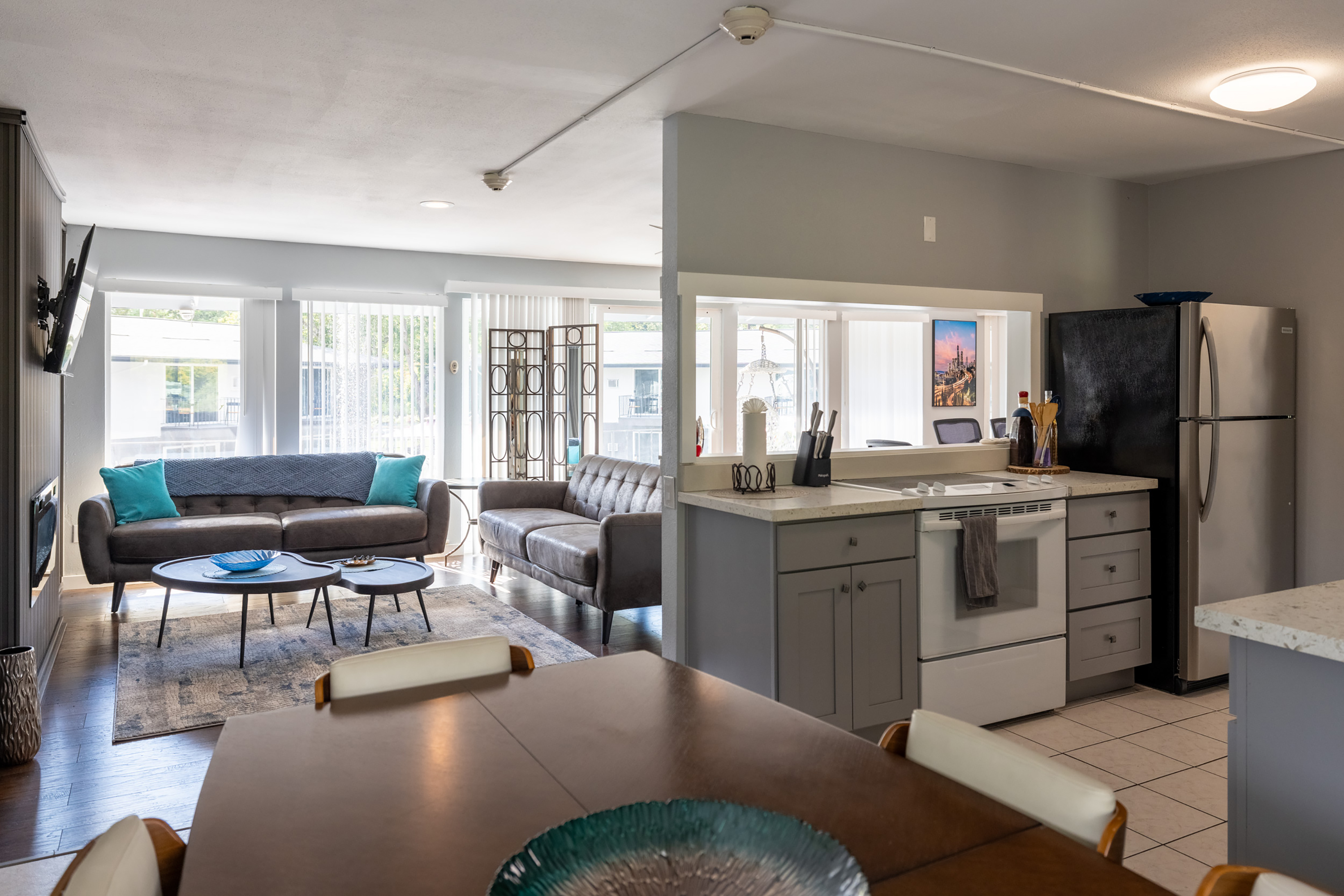 Guest room at the Interurban Suites Hotel, a Dazzler Select by Wyndham in Tukwila, Washington