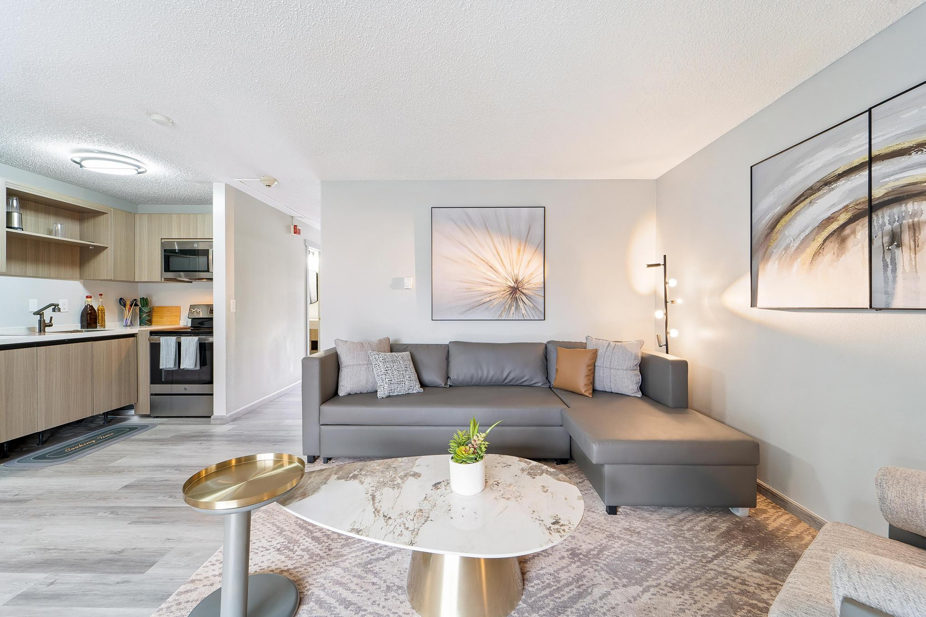 Guest room at the Interurban Suites Hotel, a Dazzler Select by Wyndham in Tukwila, Washington