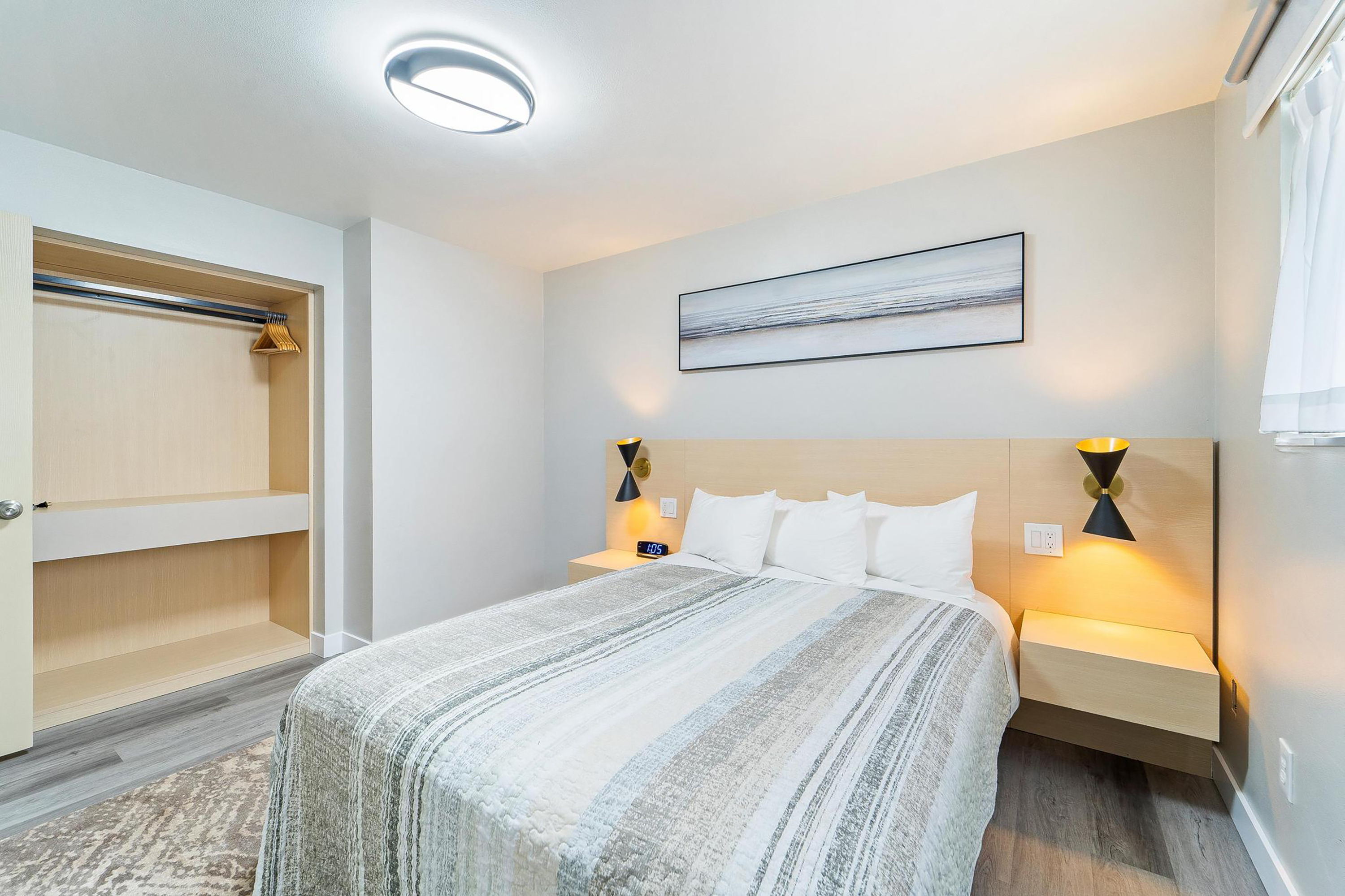 Guest room at the Interurban Suites Hotel, a Dazzler Select by Wyndham in Tukwila, Washington