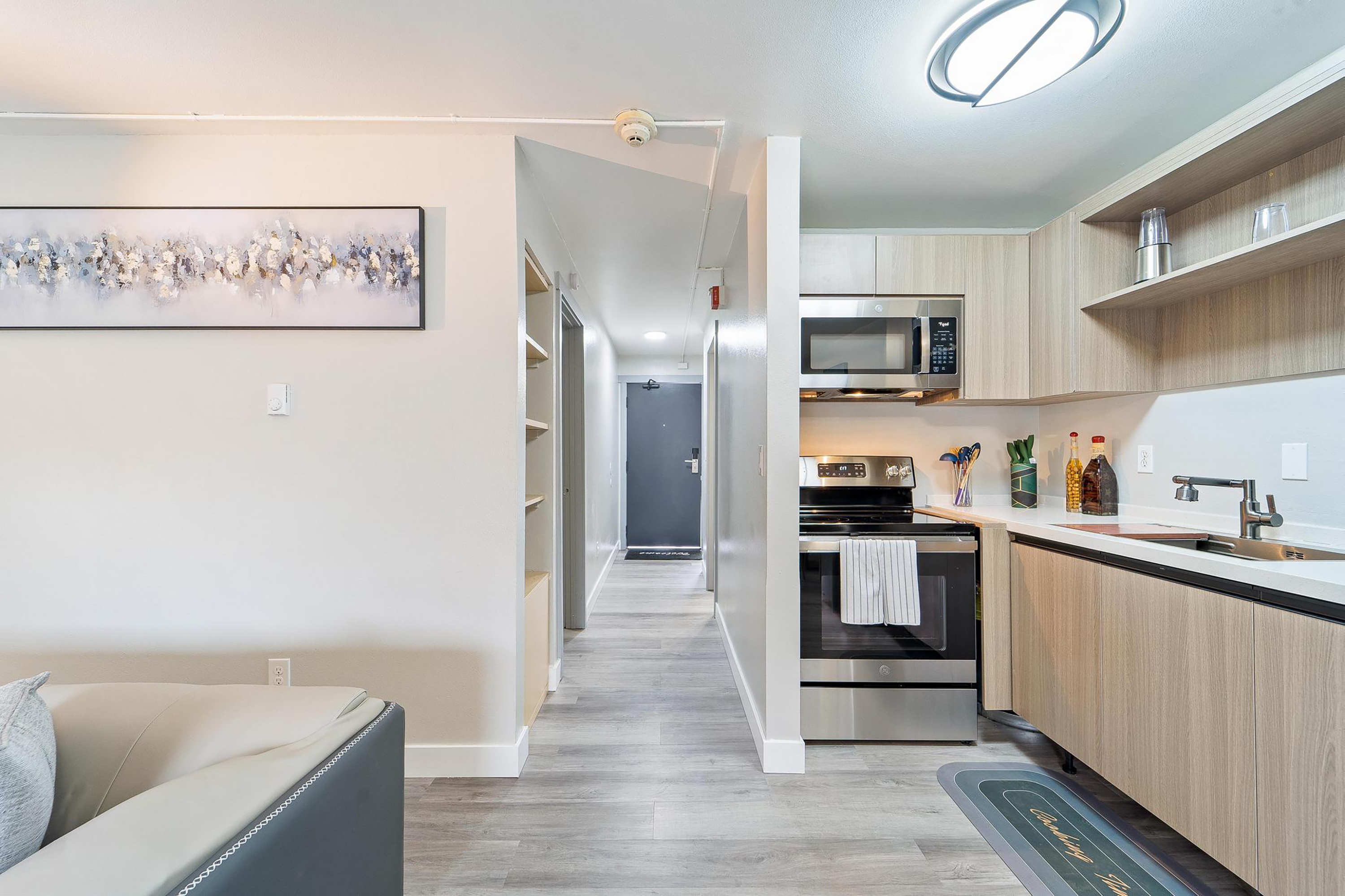 Guest room at the Interurban Suites Hotel, a Dazzler Select by Wyndham in Tukwila, Washington