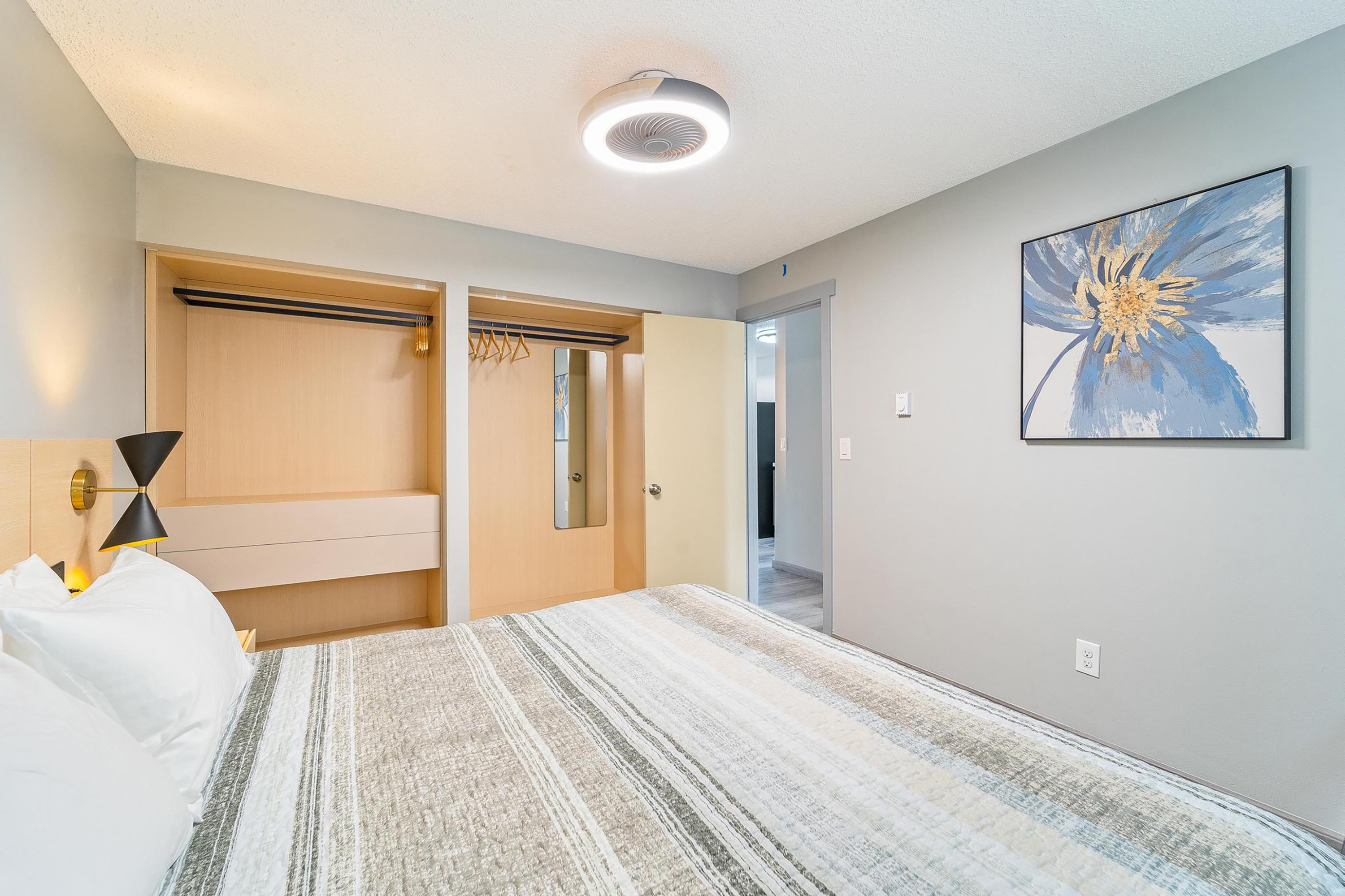 Guest room at the Interurban Suites Hotel, a Dazzler Select by Wyndham in Tukwila, Washington
