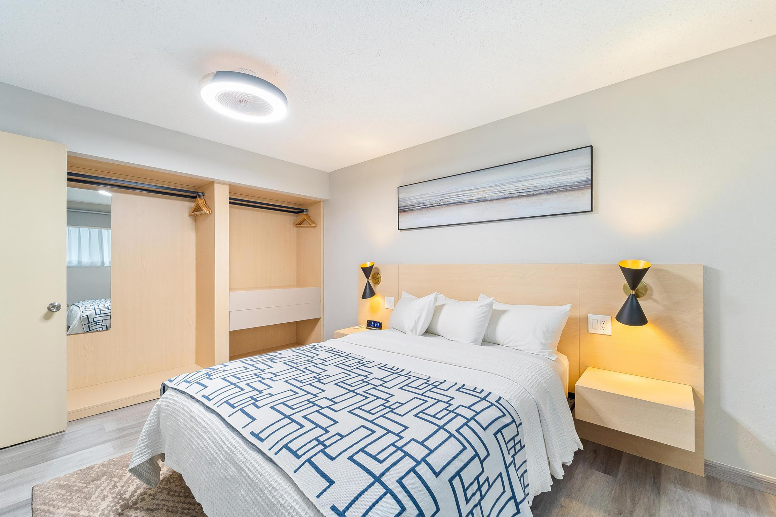 Guest room at the Interurban Suites Hotel, a Dazzler Select by Wyndham in Tukwila, Washington