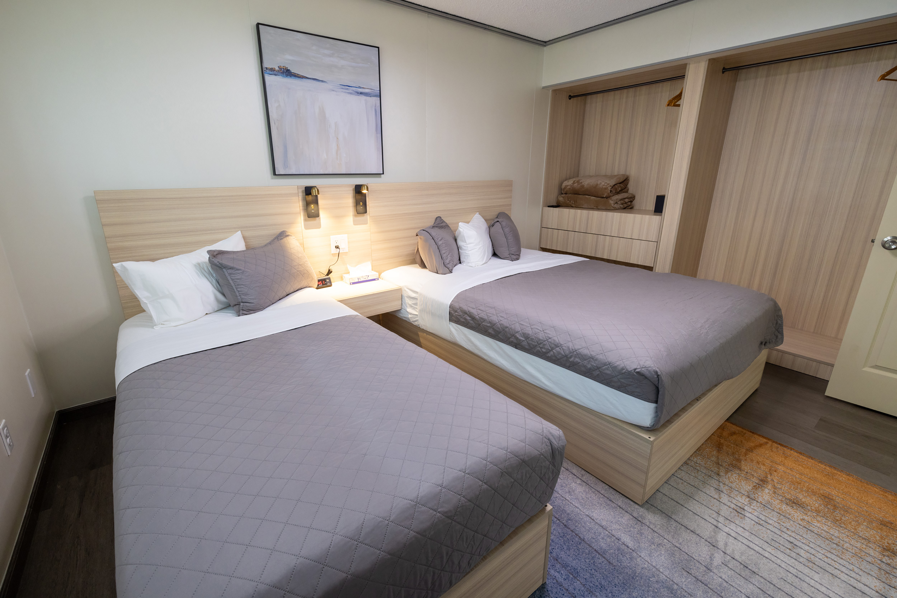 Guest room at the Interurban Suites Hotel, a Dazzler Select by Wyndham in Tukwila, Washington