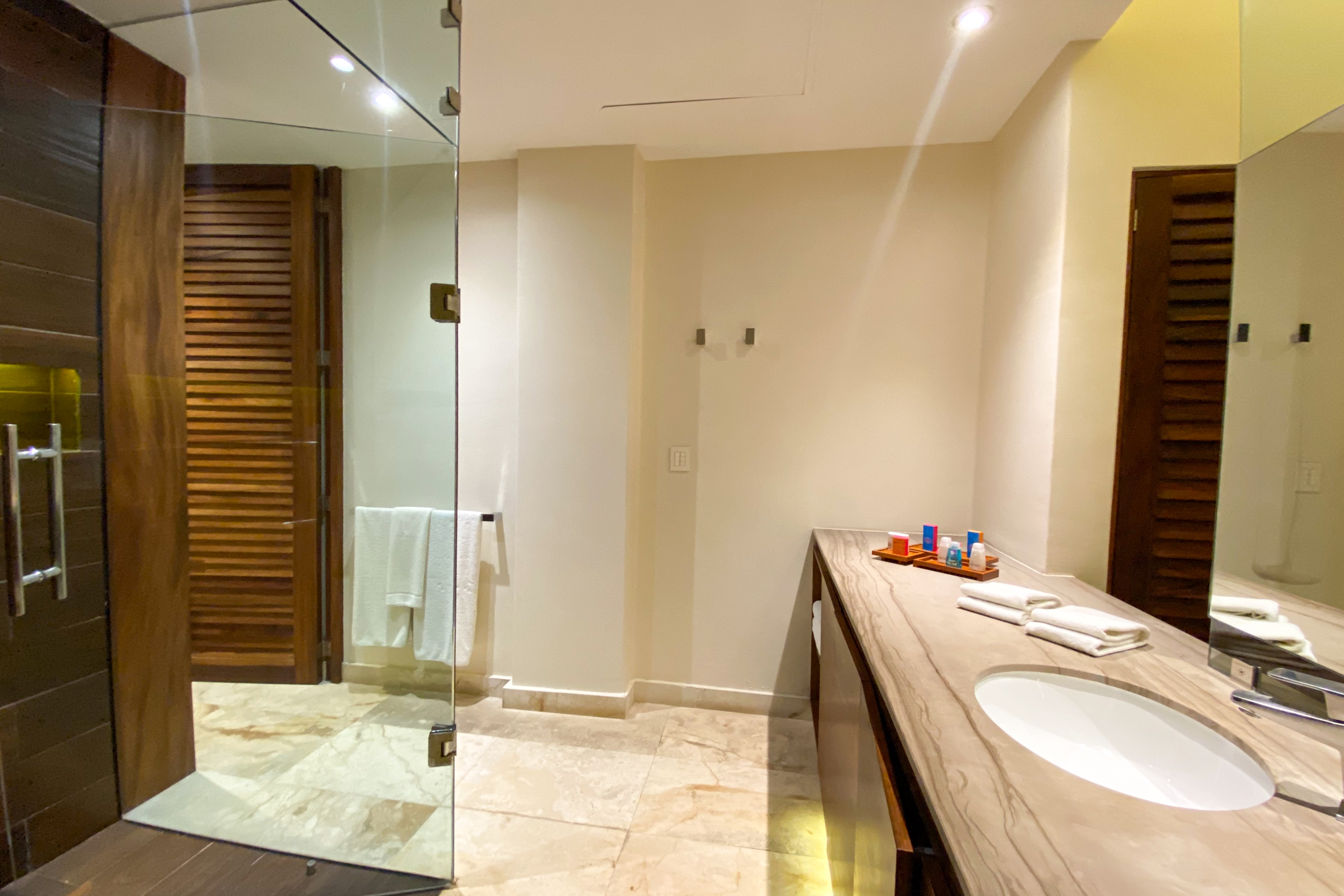 Guest room bath at the Esplendor by Wyndham Isla Mujeres All Inclusive in Isla Mujeres, Other than US/Canada