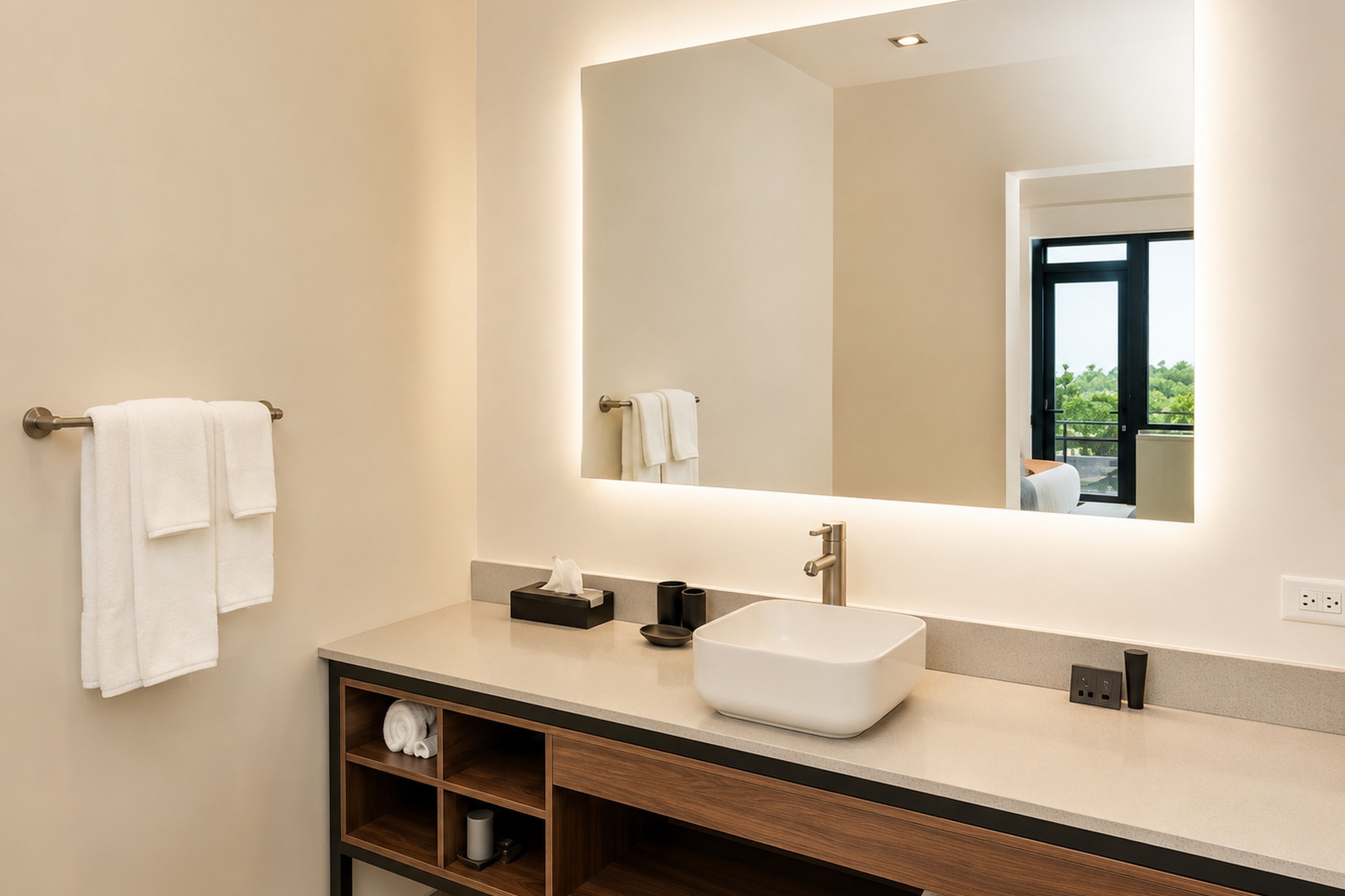 Guest room bath at the Wyndham Garden Belize City Grand Resort in Belize City, Other than US/Canada