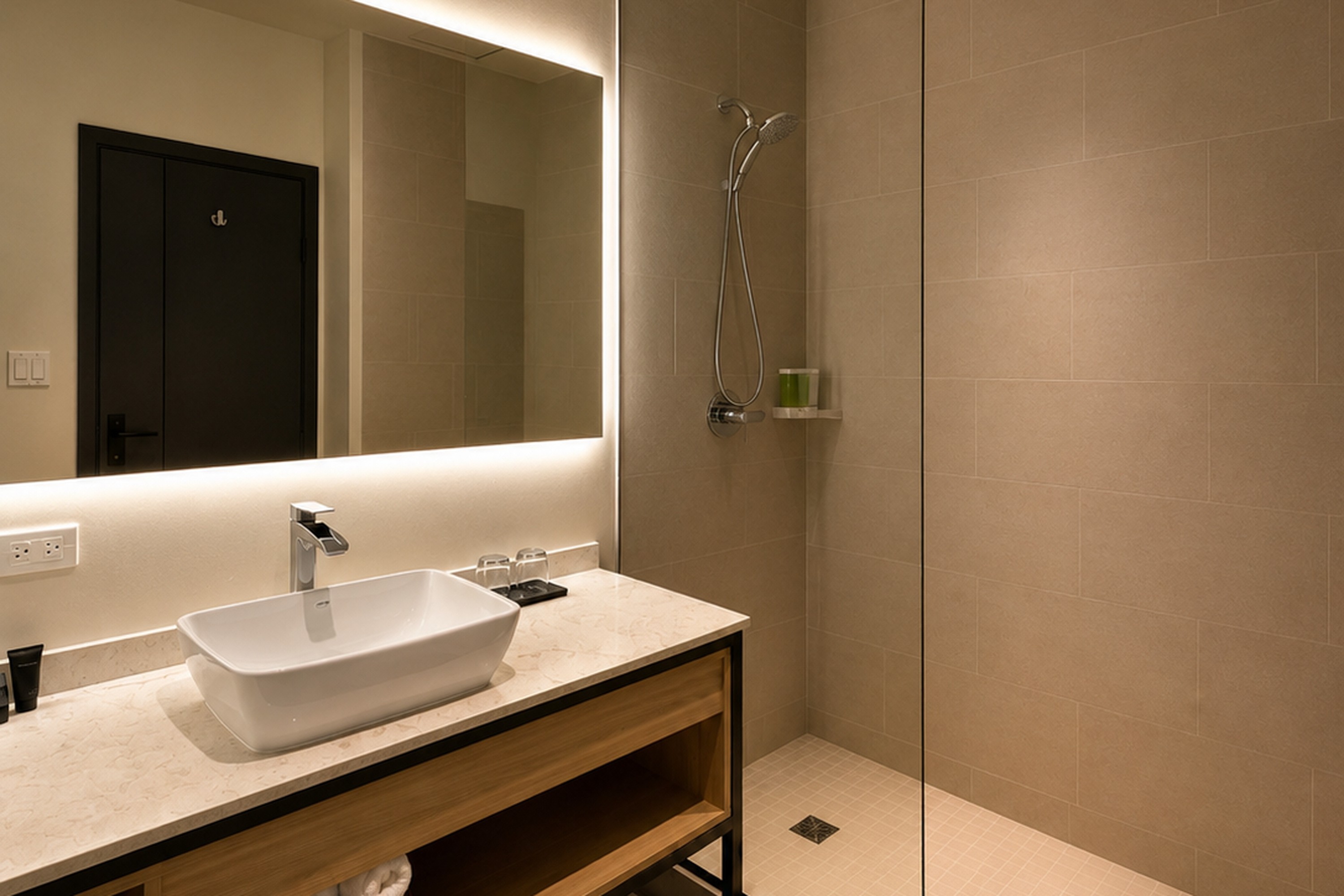 Guest room bath at the Wyndham Garden Belize City Grand Resort in Belize City, Other than US/Canada